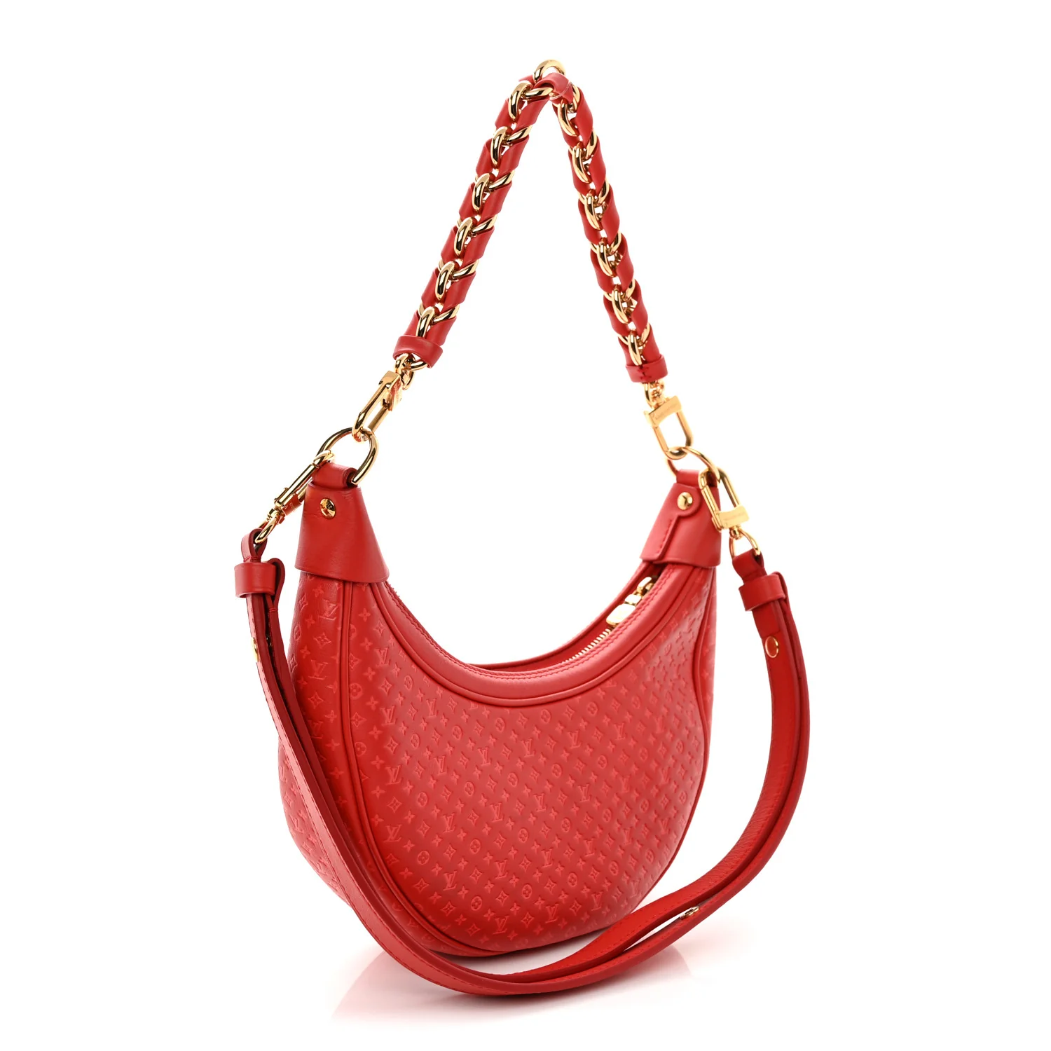 Calfskin Nanogram Embossed Loop PM Rouge