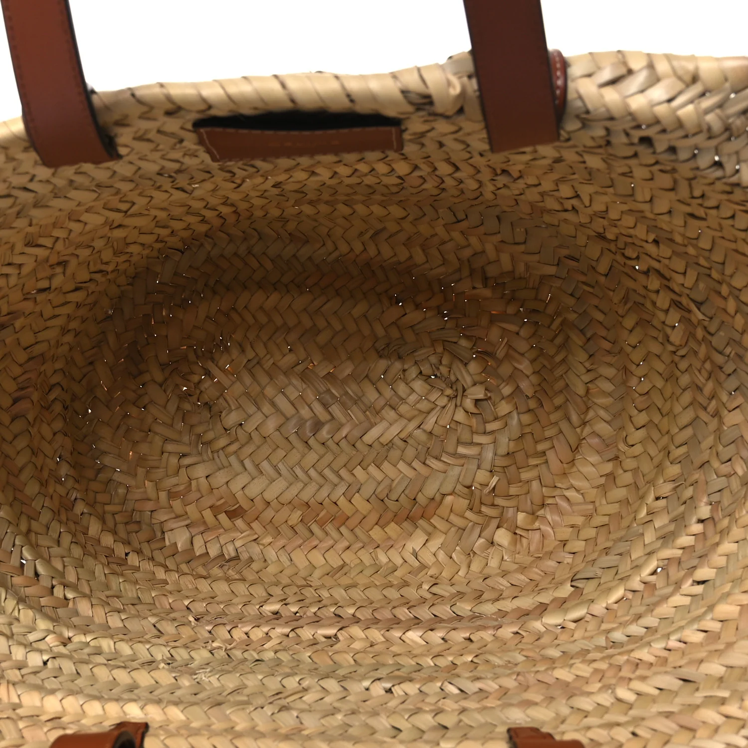 Raffia Calfskin Triomphe Medium Panier Tan