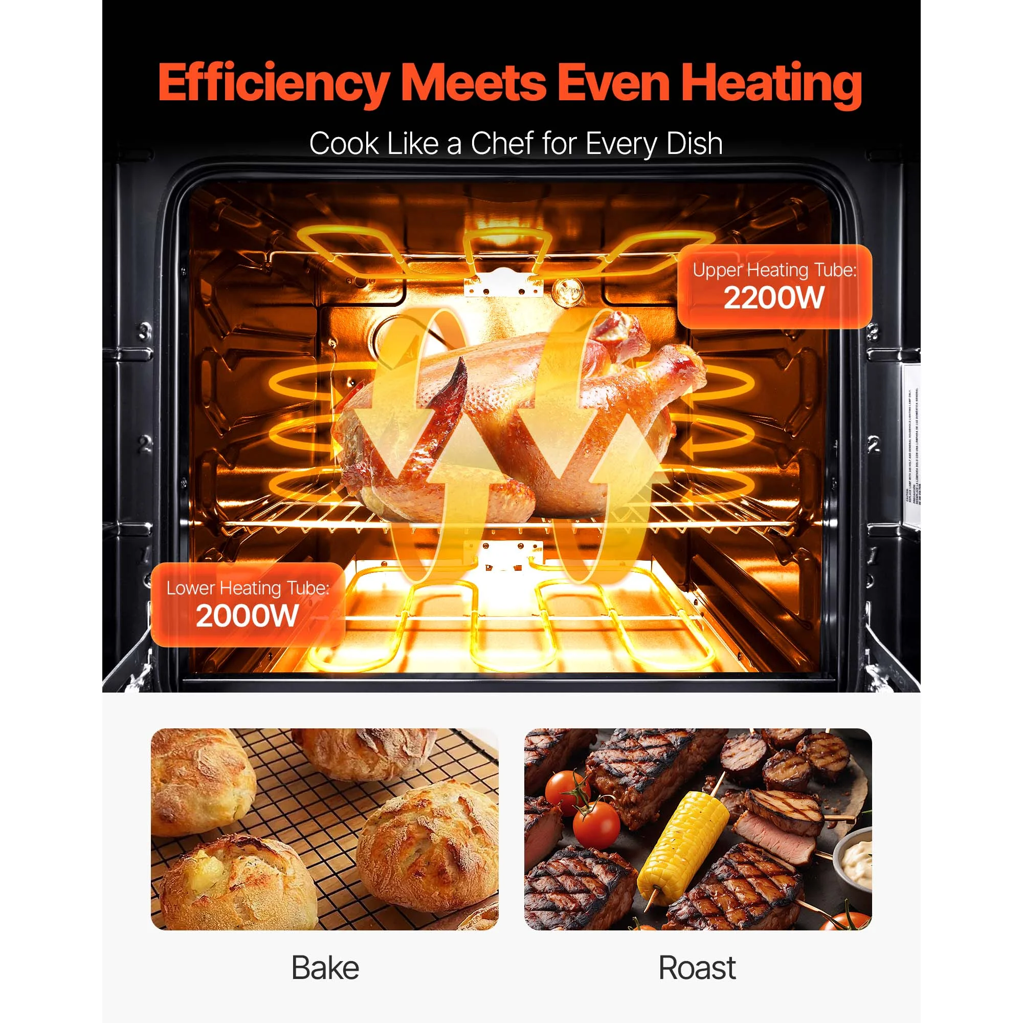 24-inch Electric Range Oven, 2.7 Cu. Ft. Compact Freestanding Design, Stainless Steel Finish, Features 4 Burners, Adjustable Racks, Storage Drawer, Drip Pan, and Indicator Light, Black - Image 4