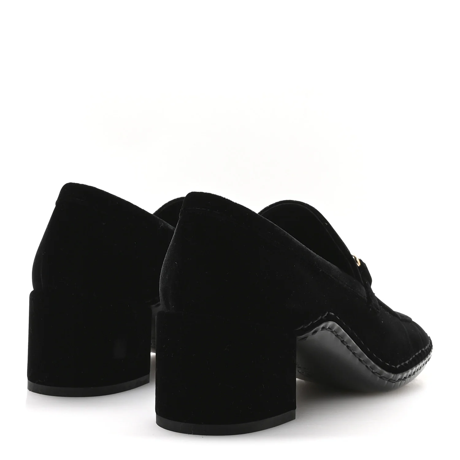 Shiny Calfskin Logo Loafers 38 Black