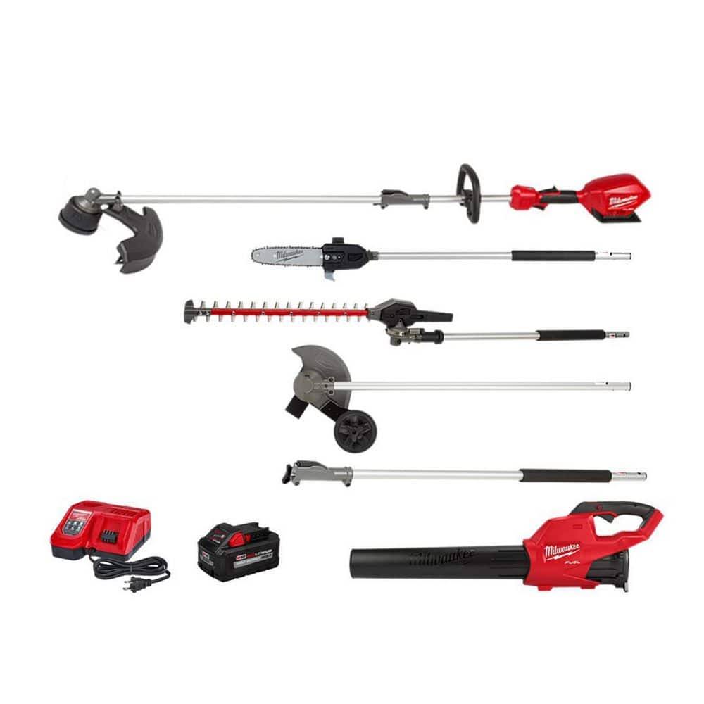 Milwaukee M18 Fuel 18-Volt Lithium-Ion Quik-Lok String Trimmer/Blower Combo Kit W/Edger, Hedge, Pole Saw & 3 ft. Extension(5-Tool)