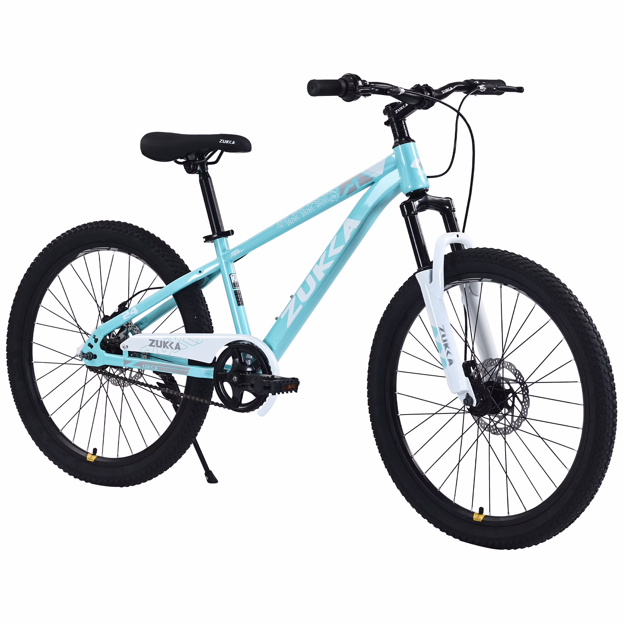 24 Inch Mountain Bike, Kids Mountain Bicycle with Front Suspension Fork and Double Disc Brake, Steel Frame Kids MTB Bike for Boys and Girls Age 9-12 Years, Cyan