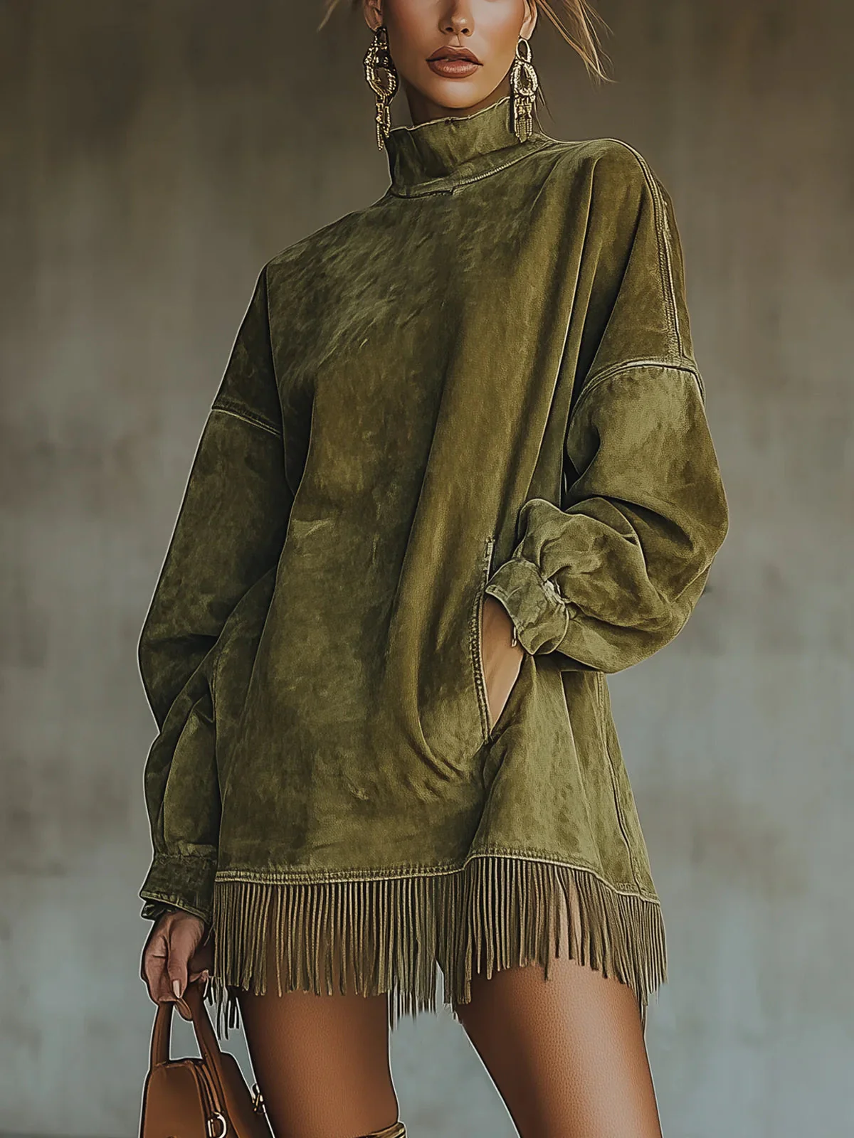 Margaux | Robe midi élégante à col roulé