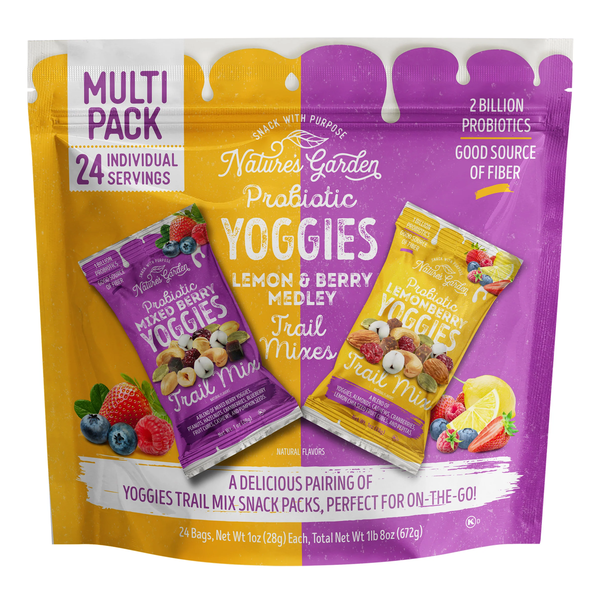 Nature's Garden Probiotic Lemon & Berry Trail Mixers, 1oz, 24-count