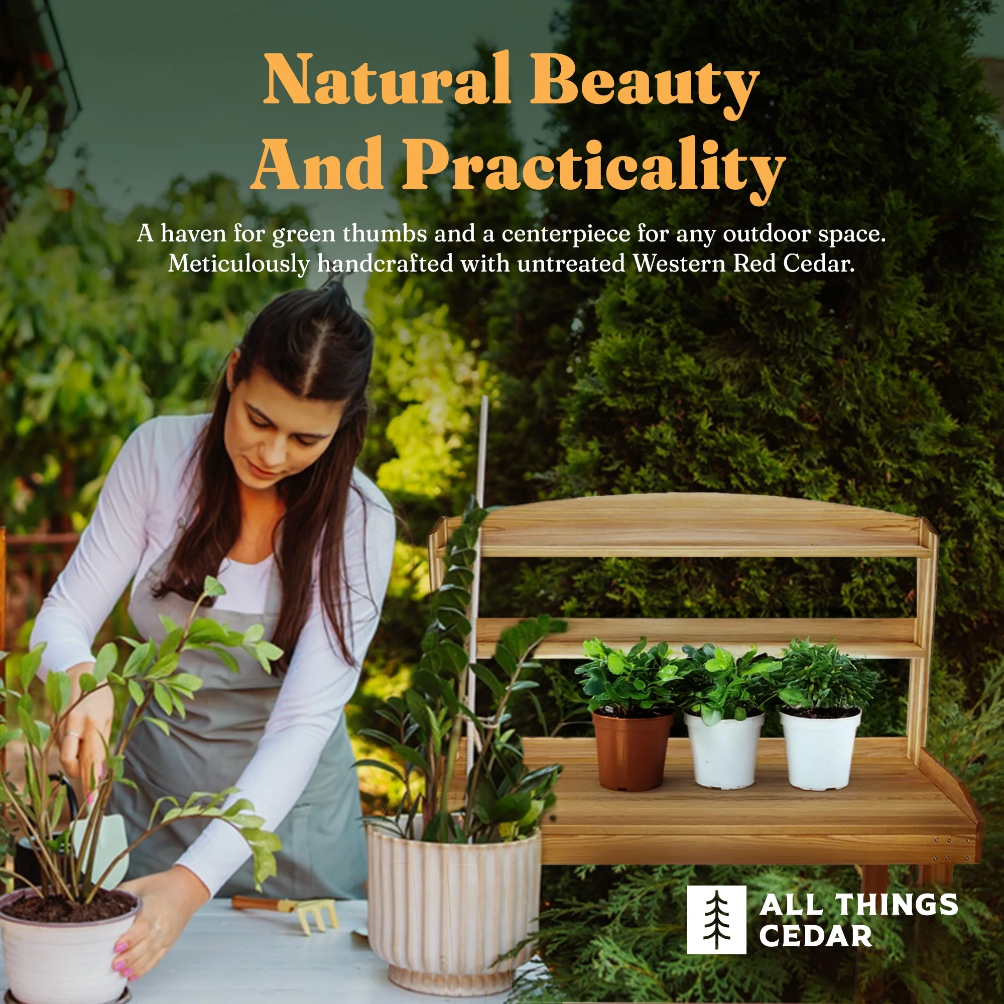 Deluxe Potting Bench, Outdoor Garden Workstation Table - Image 4