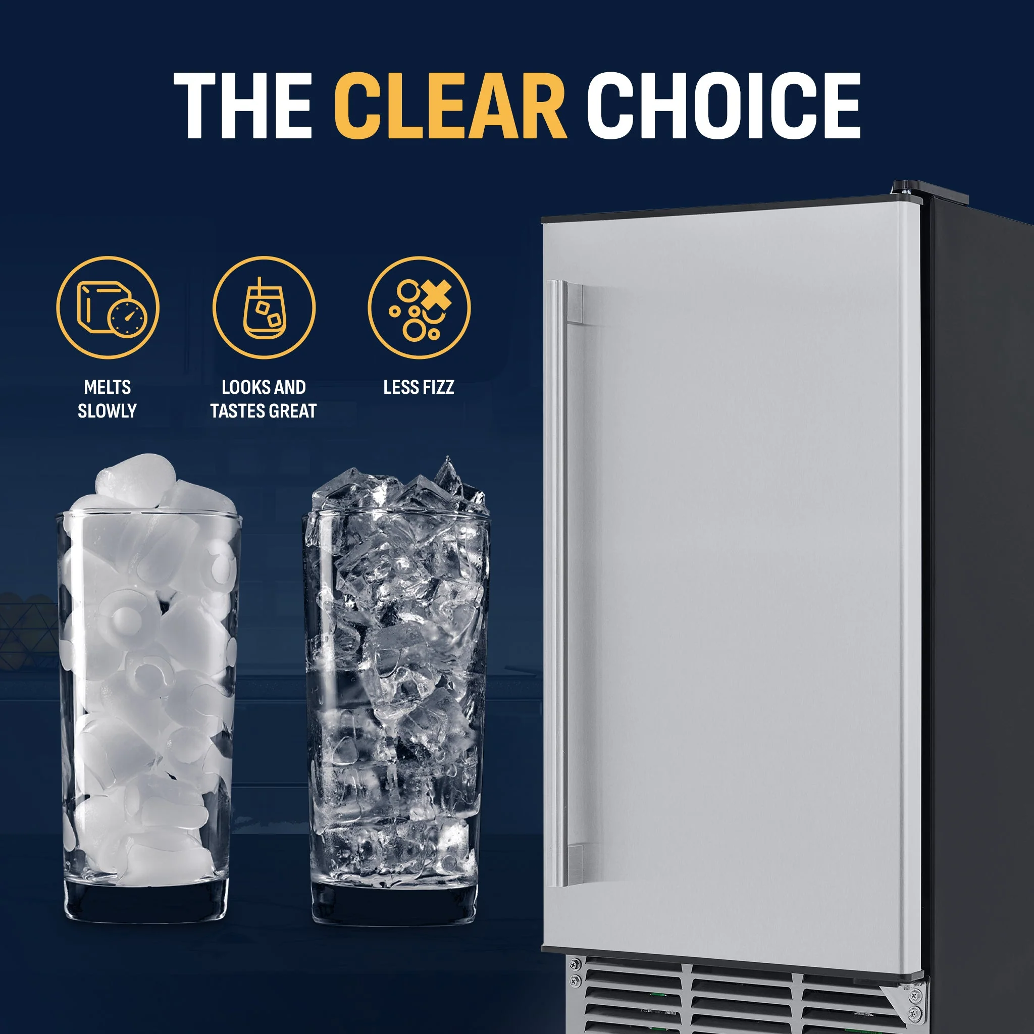 Newair Undercounter Ice Maker for Home. Clear Ice, 80 lbs/day - Stainless Steel