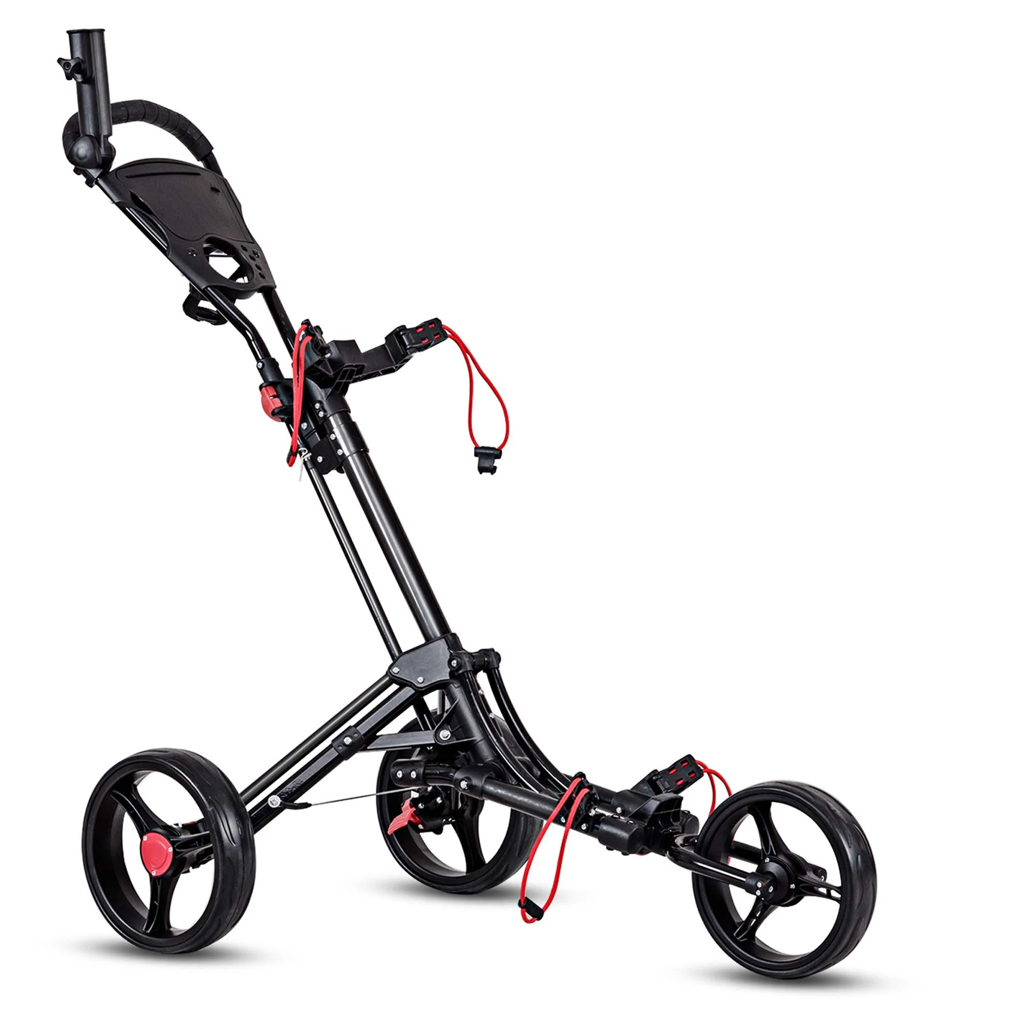 Costway Foldable 3 Wheel Steel Golf Pull Push Cart Trolley Club W/ Umbrella Holder