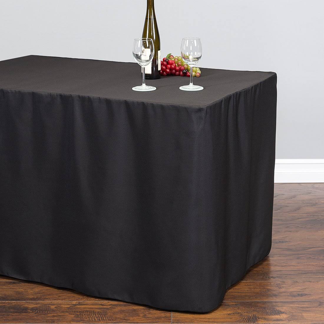 Linentablecloth 6 ft. Fitted Polyester Tablecloth Black