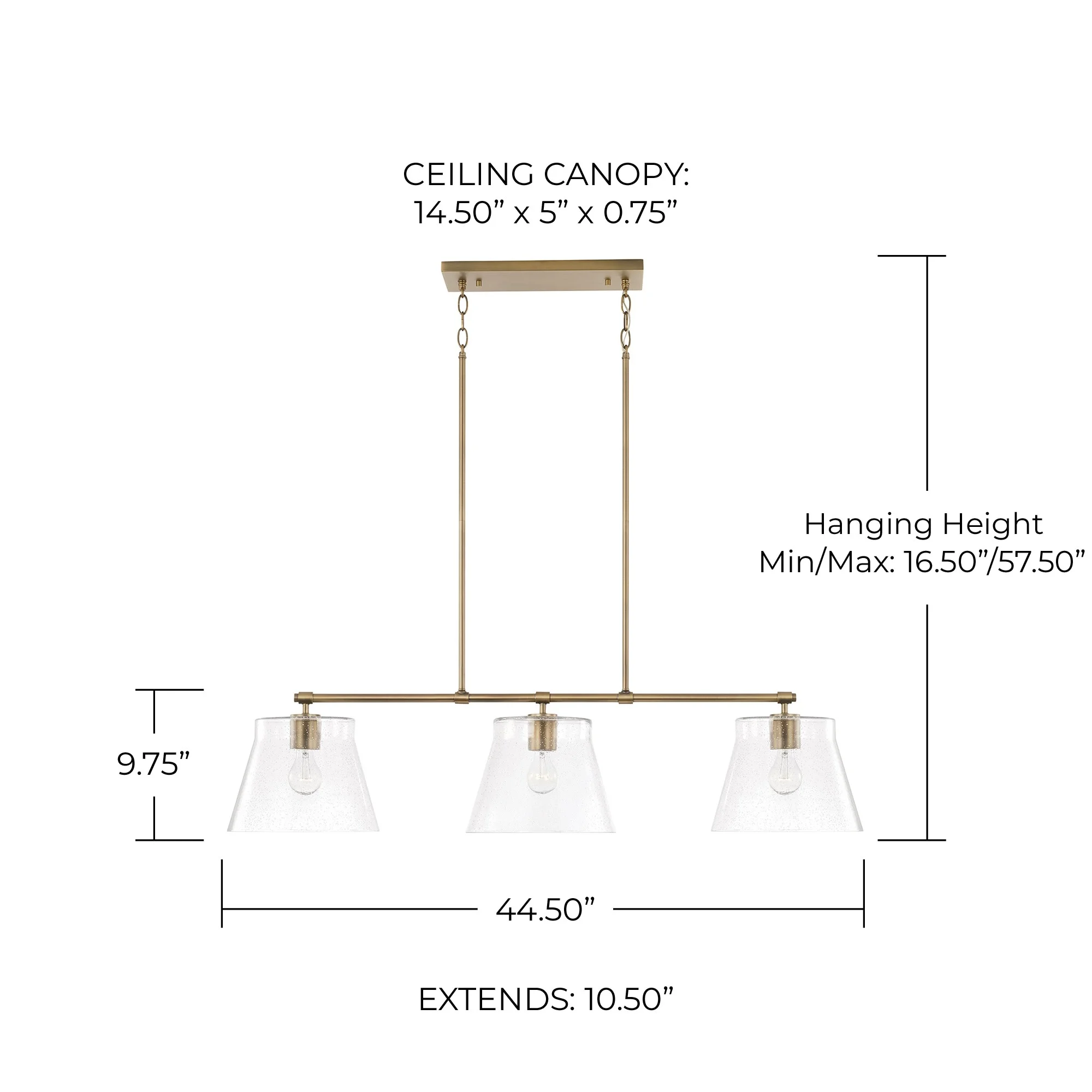 Capital Lighting 846931 Baker 3 Light 45" Wide Linear Chandelier - Black