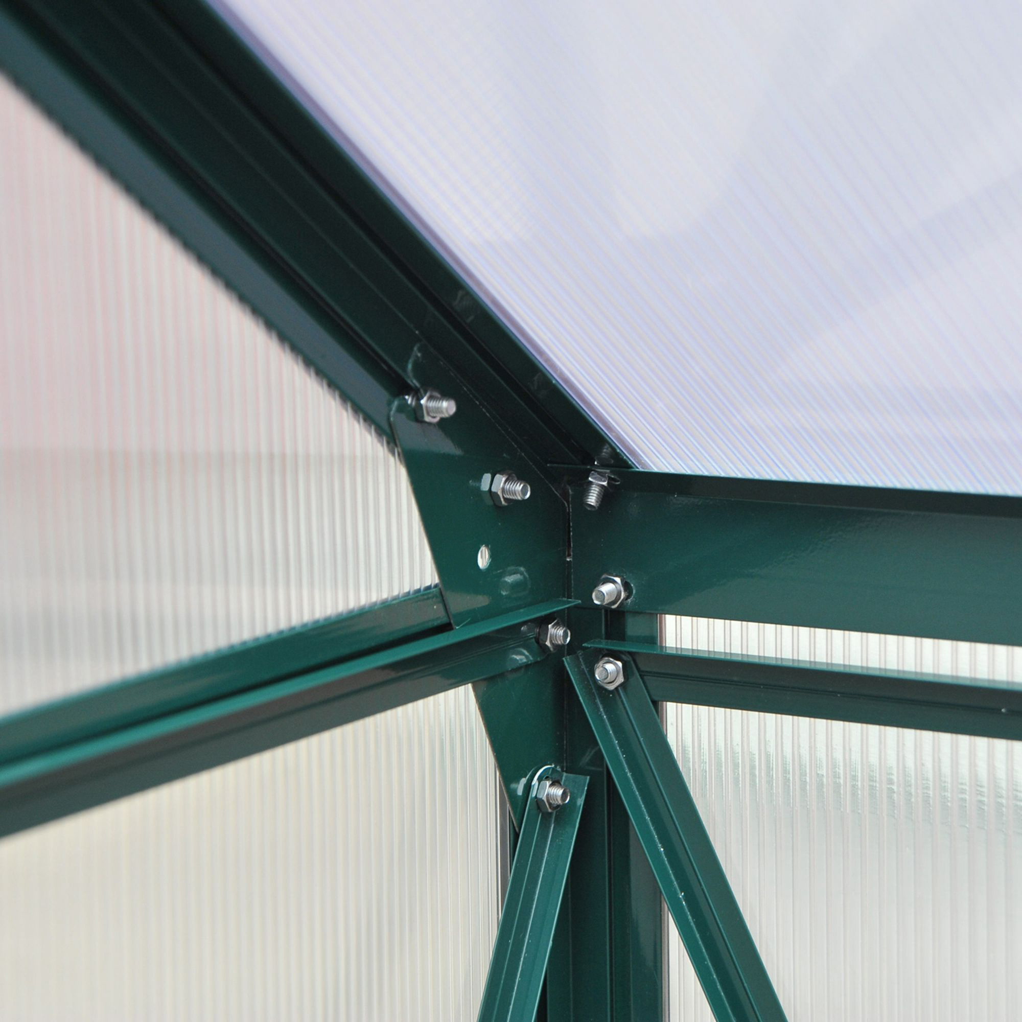 Outsunny aluminium kas met dakraam deur 190 x 192 x 201 cm, groen + transparant