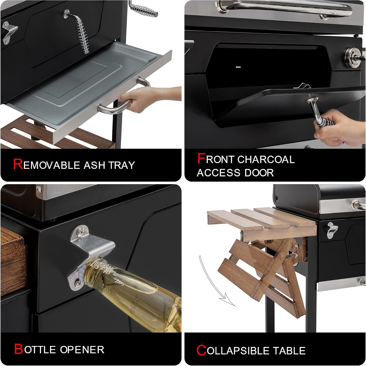 Royal Gourmet CD1824M 24-Inch Charcoal Grill, Folding Table, 490 SqIn
