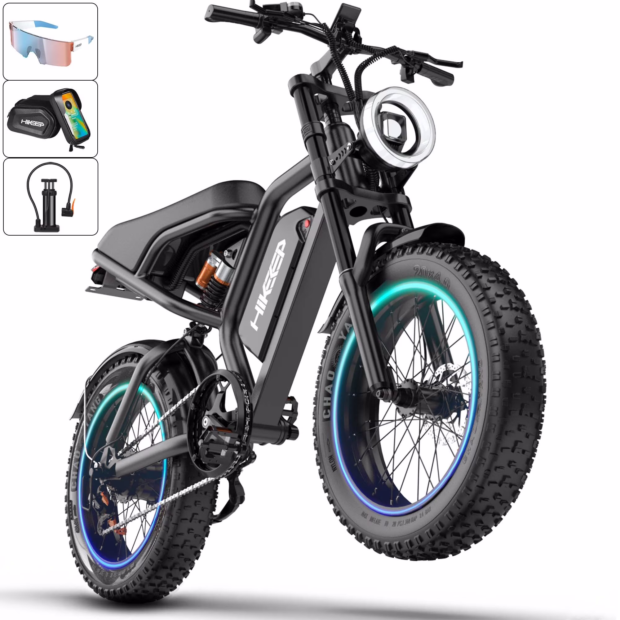 Electric Bike for Adults, 1500W Peak Fat Tire Ebike 20�4 Snow - Tread, 48V 15.6ah Removable Battery, 32MPH, Dual Suspension, Shimano 7 - Speed, Hydraulic Disc Brakes, Bonus Accessories