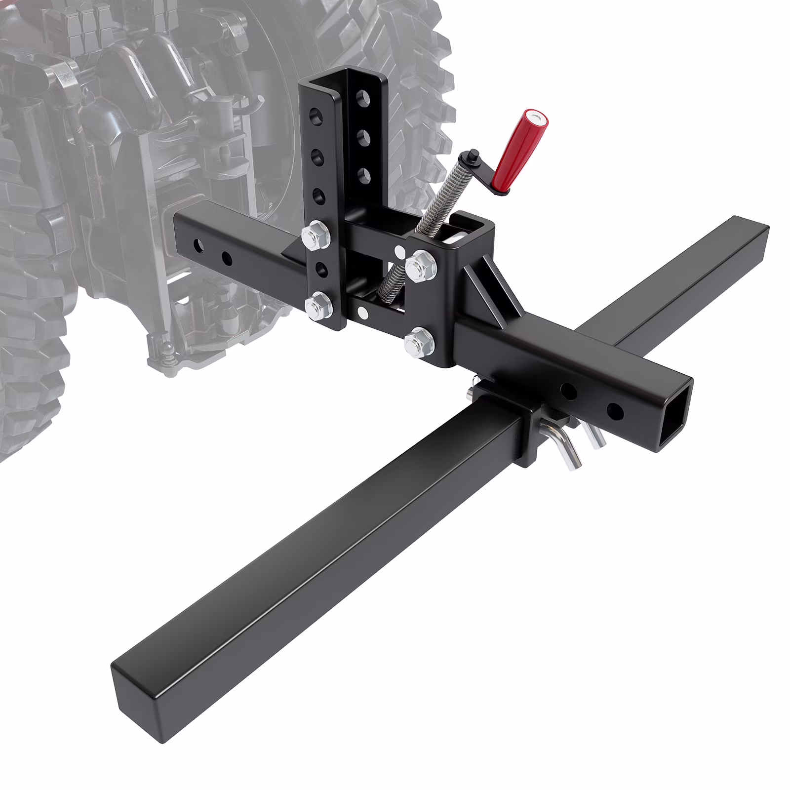ATV/UTV Lift System Attachments,Manual Implement Lift 1-Point Implements Pro with 2" Receivers,Quick-Attach Accessories1-Point Lift System for ATV/UTV, 50 Inches Width,Height Adjust(Black)