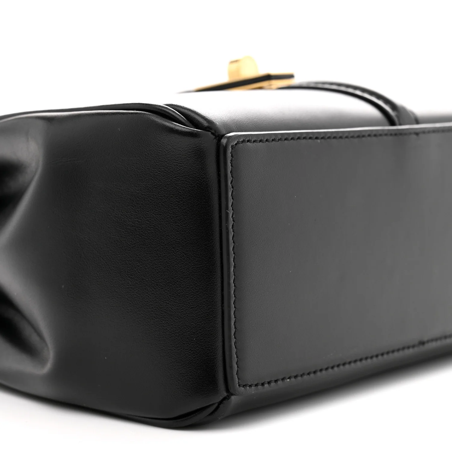 Satinated Calfskin Small 16 Top Handle Bag Black
