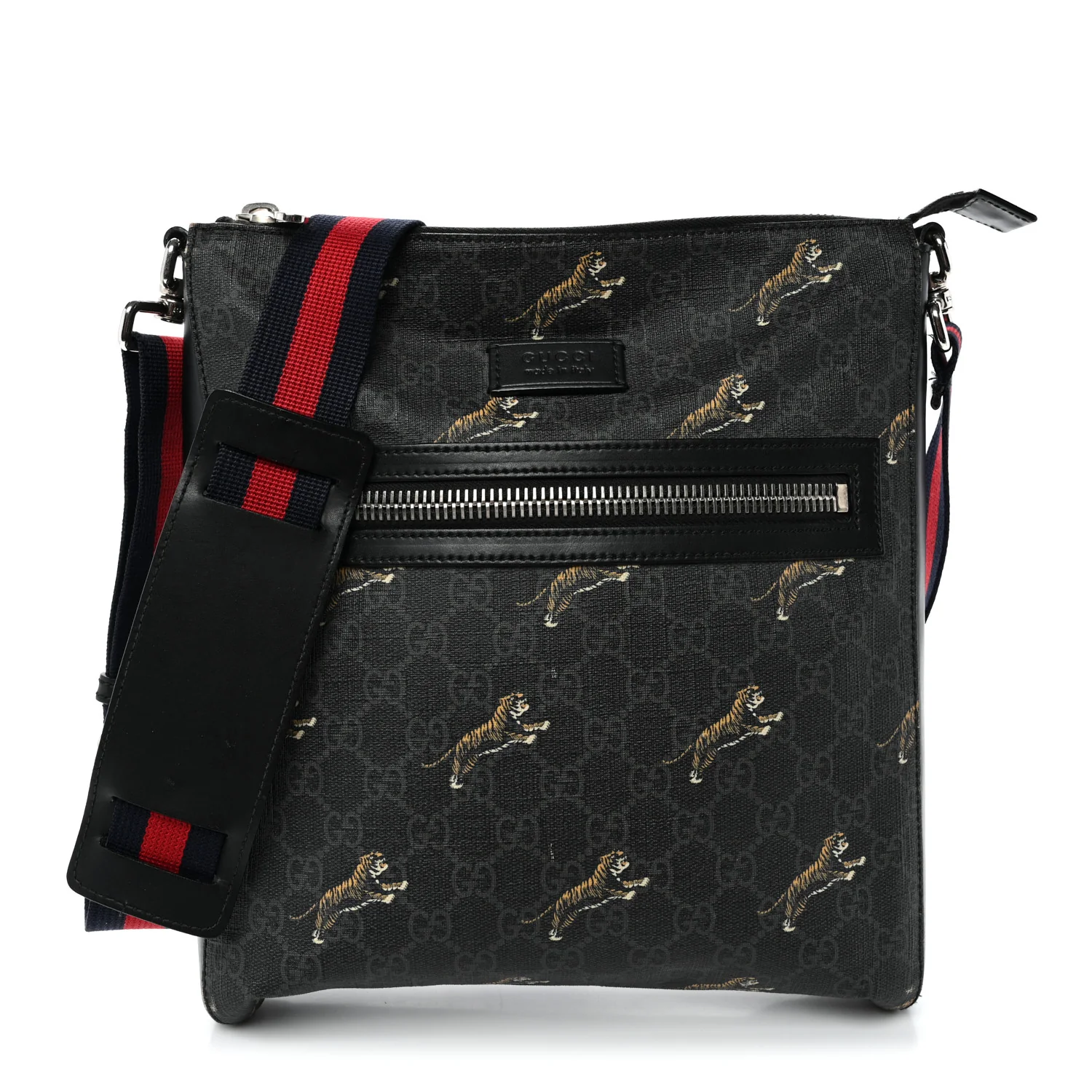 GG Supreme Monogram Tigers Web Messenger Bag Black Multicolor