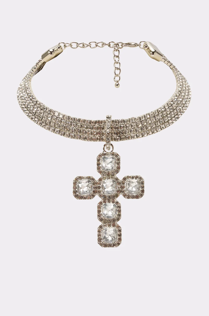CHOKED ON JESUS NECKLACE IN SILVER - Akira Store