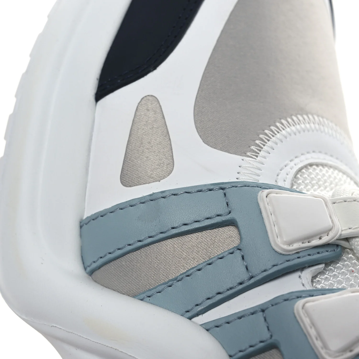 Calfskin Technical Nylon LV Archlight Sneakers 38 White Blue Gris