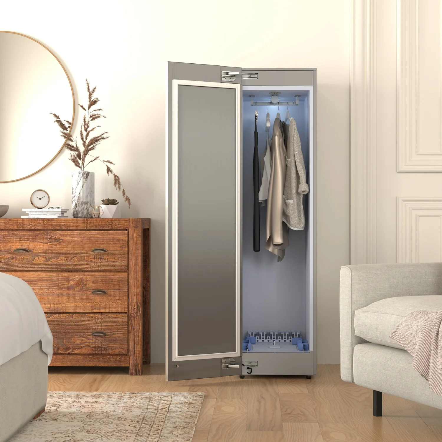 Equator Steam Dryer Closet REMOVE WRINKLES Sanitize Deodorize Refresh Slim110v