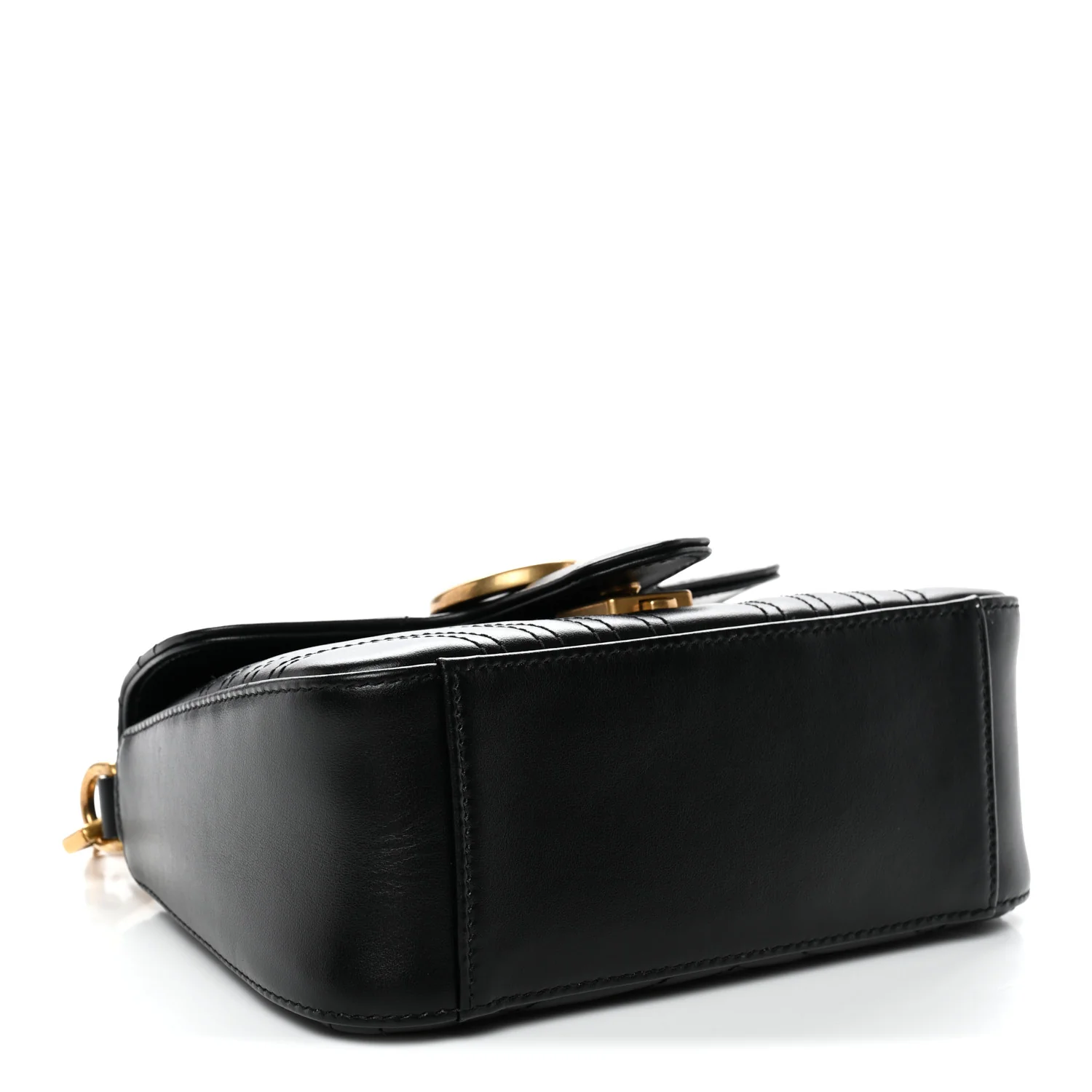 Calfskin Matelasse Mini GG Marmont Top Handle Shoulder Bag Black