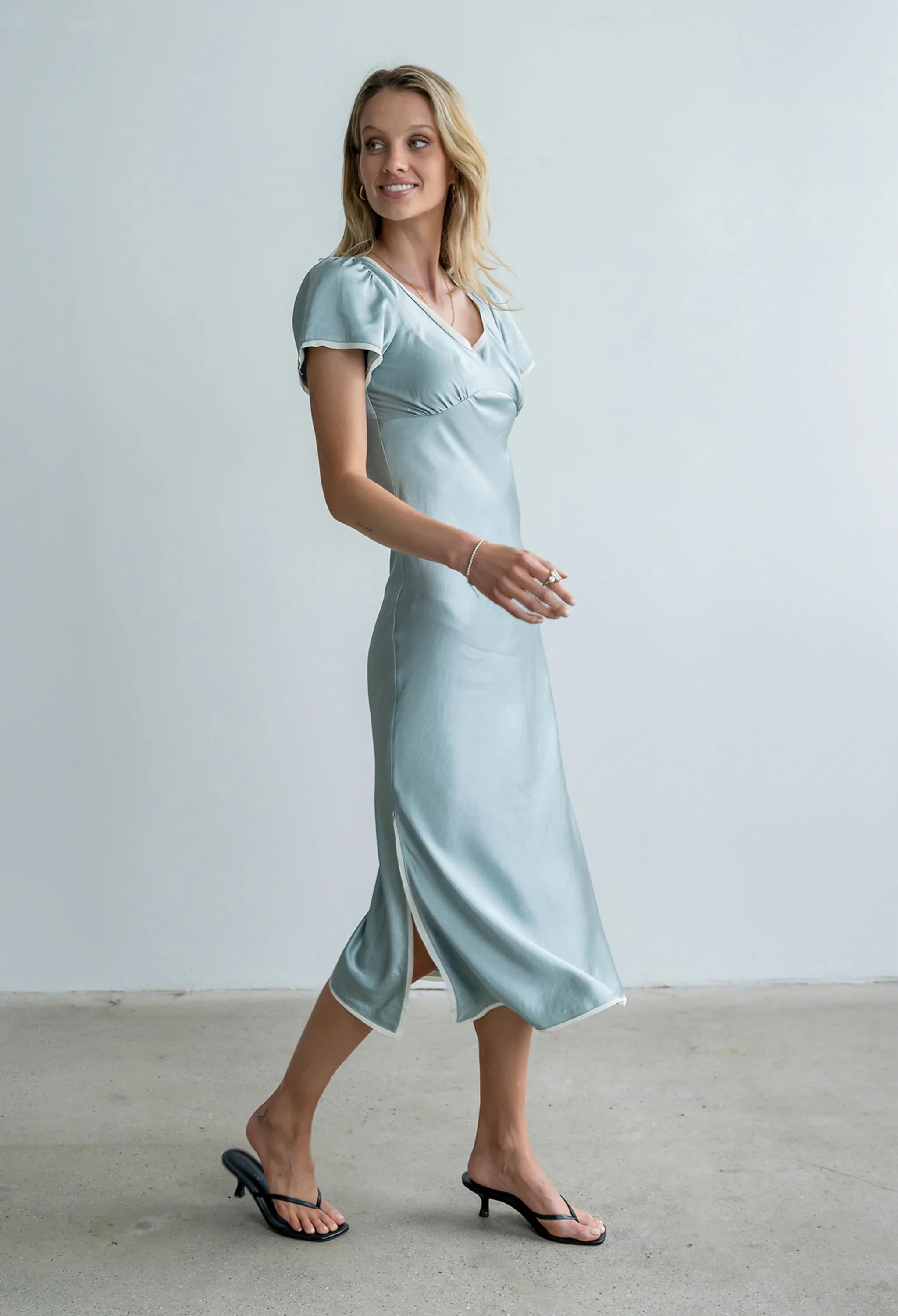 Austia Midi Dress in Light Blue