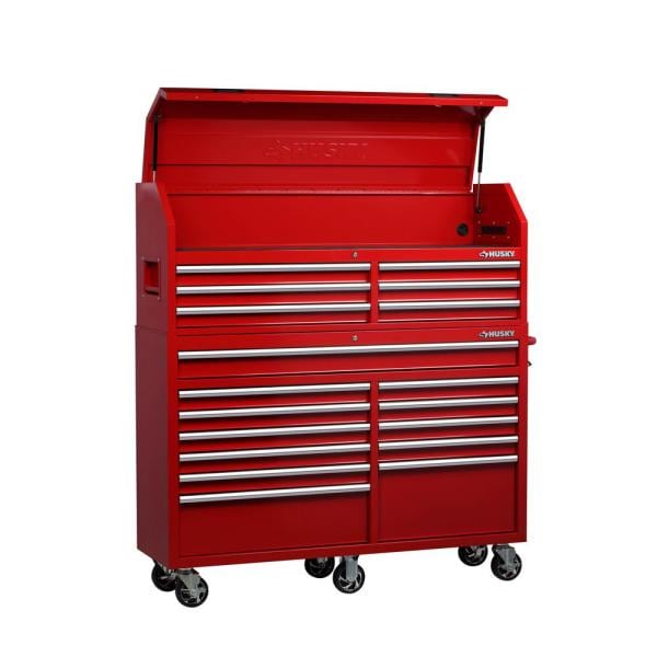 Coffre à outils combiné à 18 tiroirs et armoire roulante, 155 cm de largeur, rouge brillant