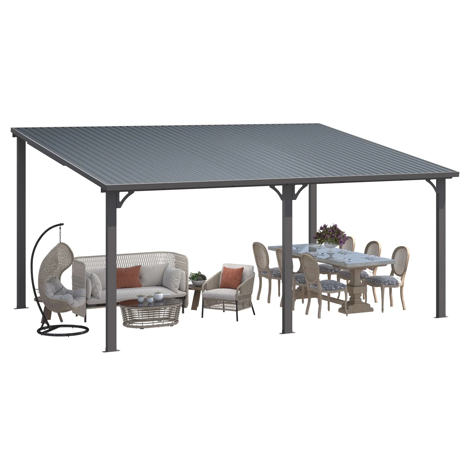 AECOJOY 16' x 12' Hardtop Gazebo Outdoor Pergola Lean to Metal Pergolas