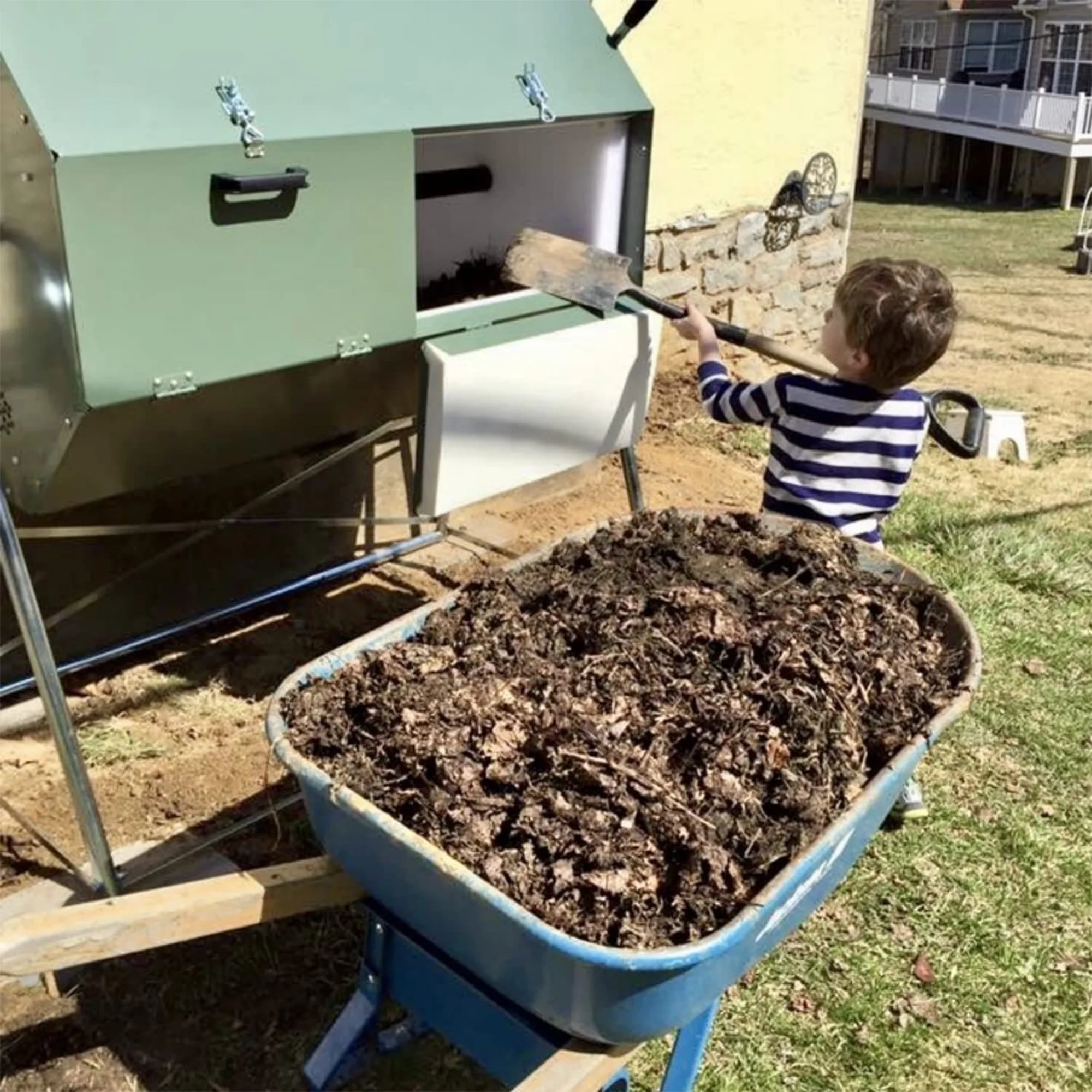 JK270A 70 Gallon Dual Chamber Steel Compost Tumbler Bin - Image 4