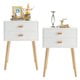 Nightstand Set of 2, Bedroom Bedside Table with 2 Drawer Storage Shelf, Simple Modern Night Stand End Table with Wood Handle, Easy assembly, Suitable for Living Room Bedroom Furniture, White(Style 1#White)