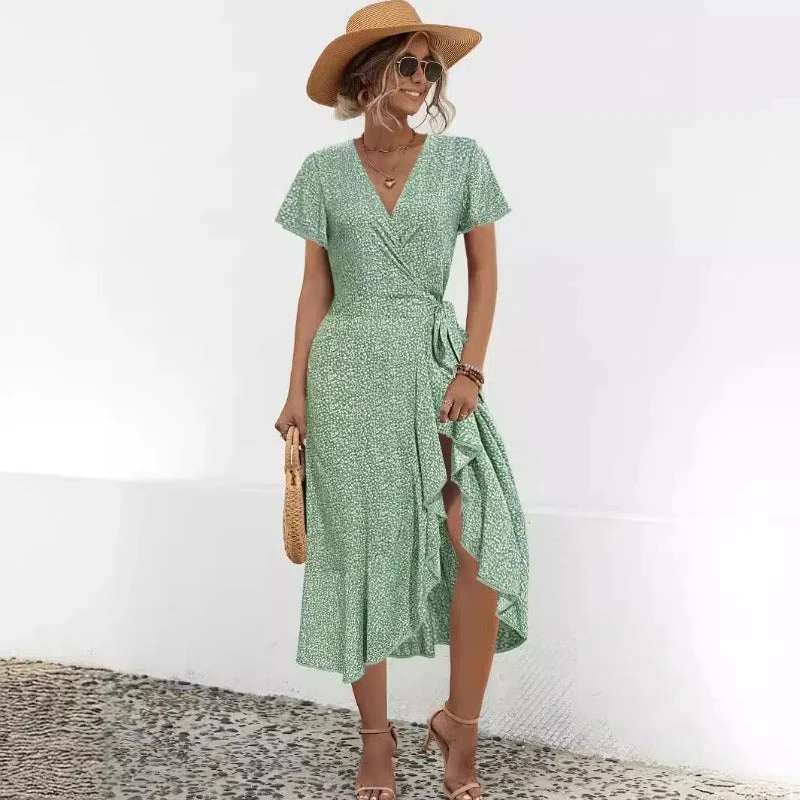 Sophie Paris | Robe mi-longue fleurie à col V