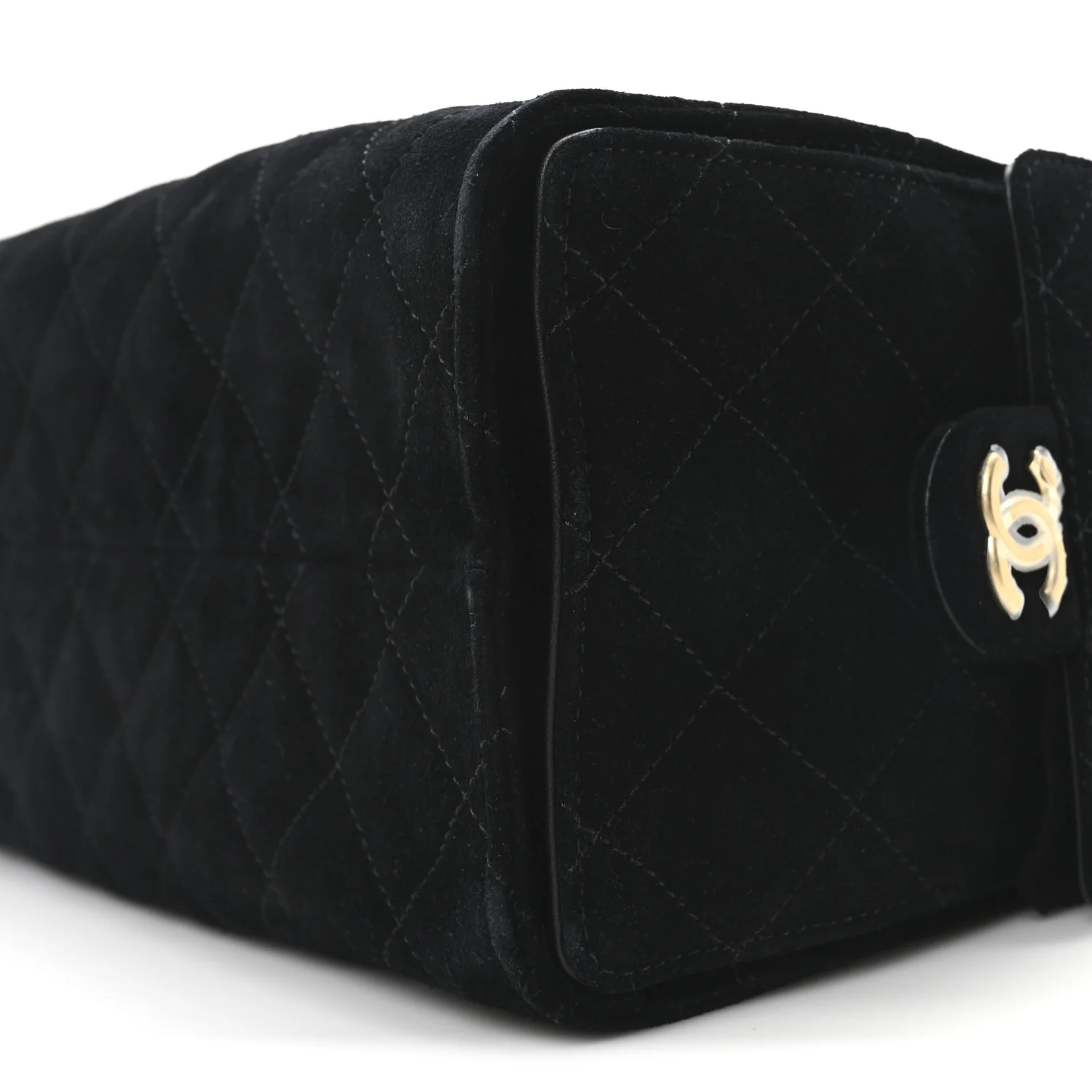 Suede Quilted Small Chanel 25 Handbag Black