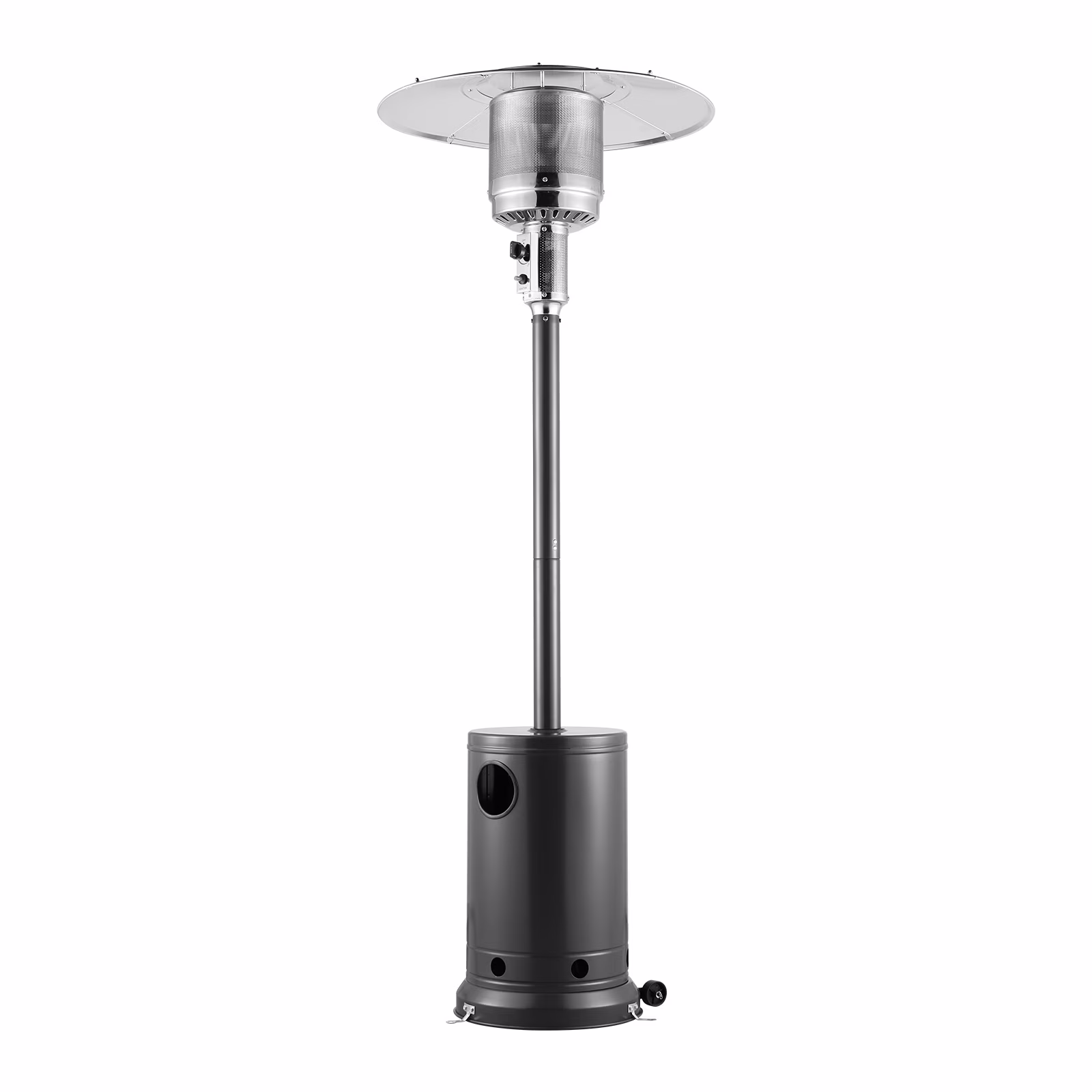 KFFKFF Outdoor Patio Heater, 50000BTU Propane Powered, Elegant Hammered Finish with Circular Table Feature, Durable Metal Burner & Portable Wheels, Ideal for Garden, Patio, Party, Backyard
