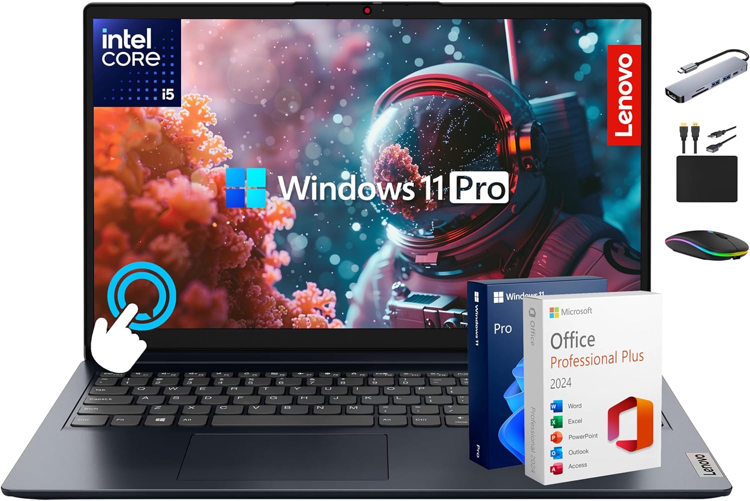 Lenovo IdeaPad Touchscreen Laptop 2025-2026 Business Computer  Lifetime Office  15.6