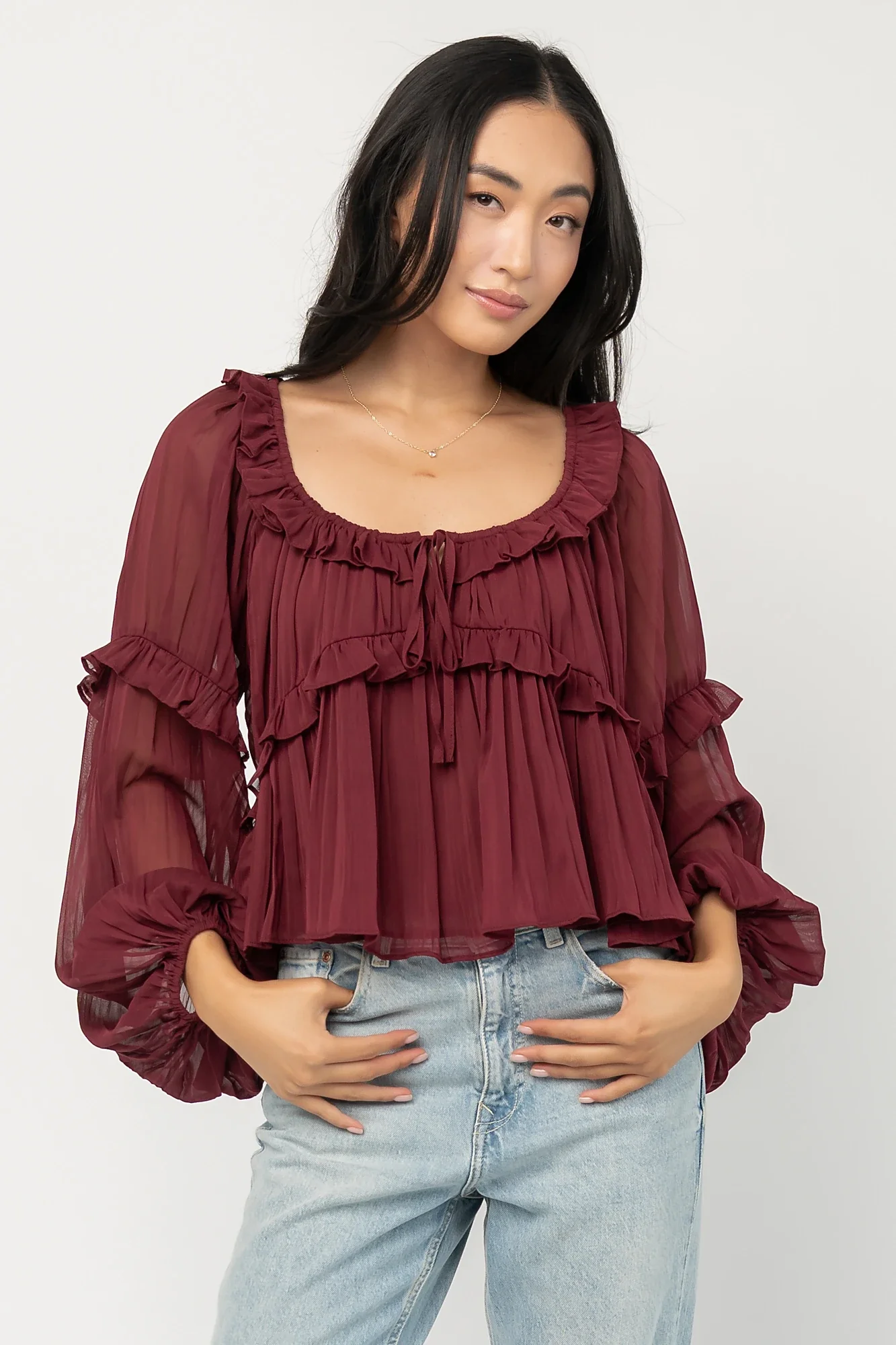 Bellerose Ruffle Top | Burgundy