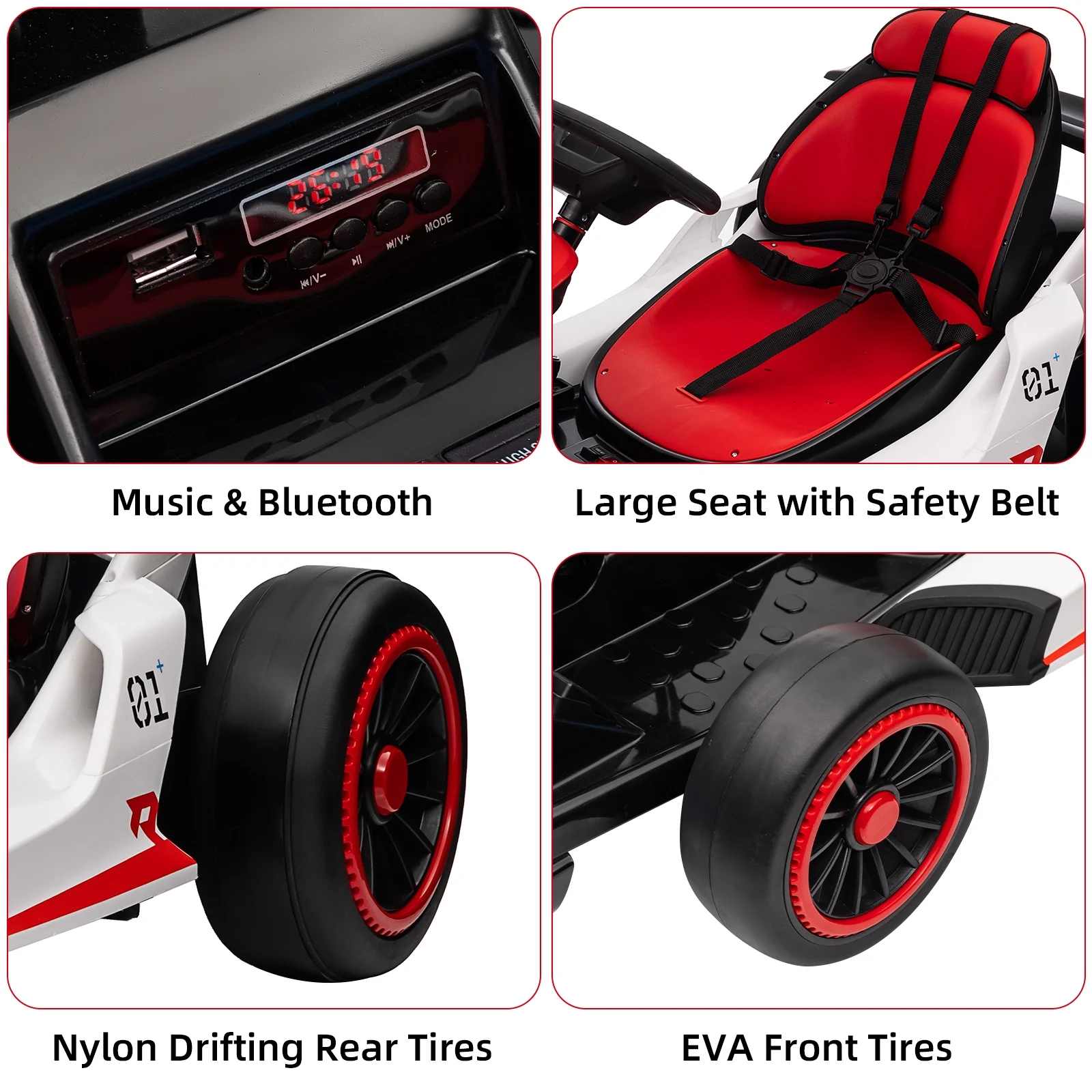 24V Drift Kart with 2X150W Strong Motor, 7AH Big Battery, Electric Pedals, Electric Go Kart Outdoor Race Toy(49.2" x 29.5" x 21.6"/Red) - Image 9