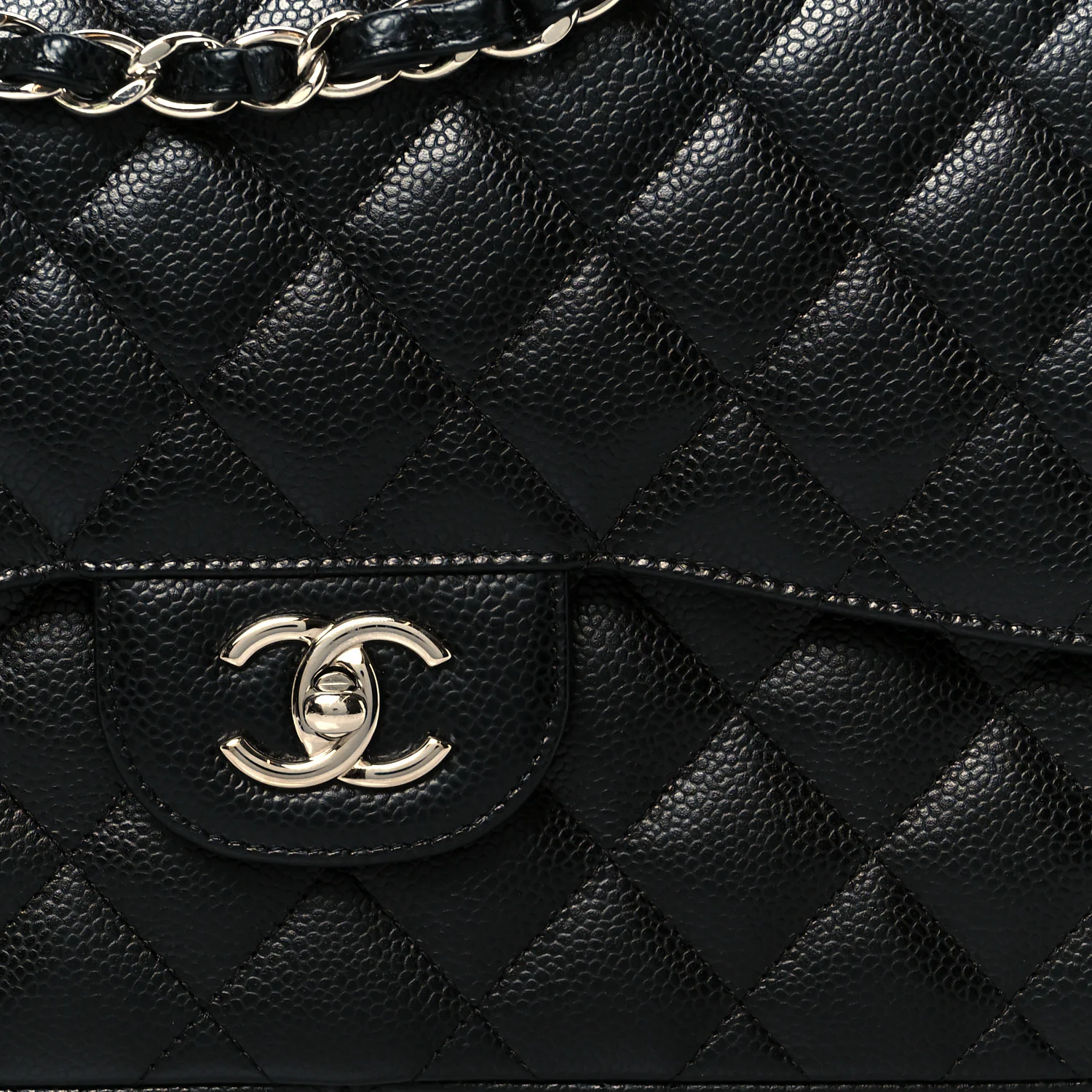 Caviar Quilted Jumbo Double Flap Black