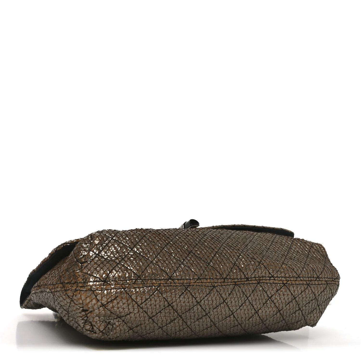 Crackled Metallic Lame Quilted Happy Partage Bag Gold