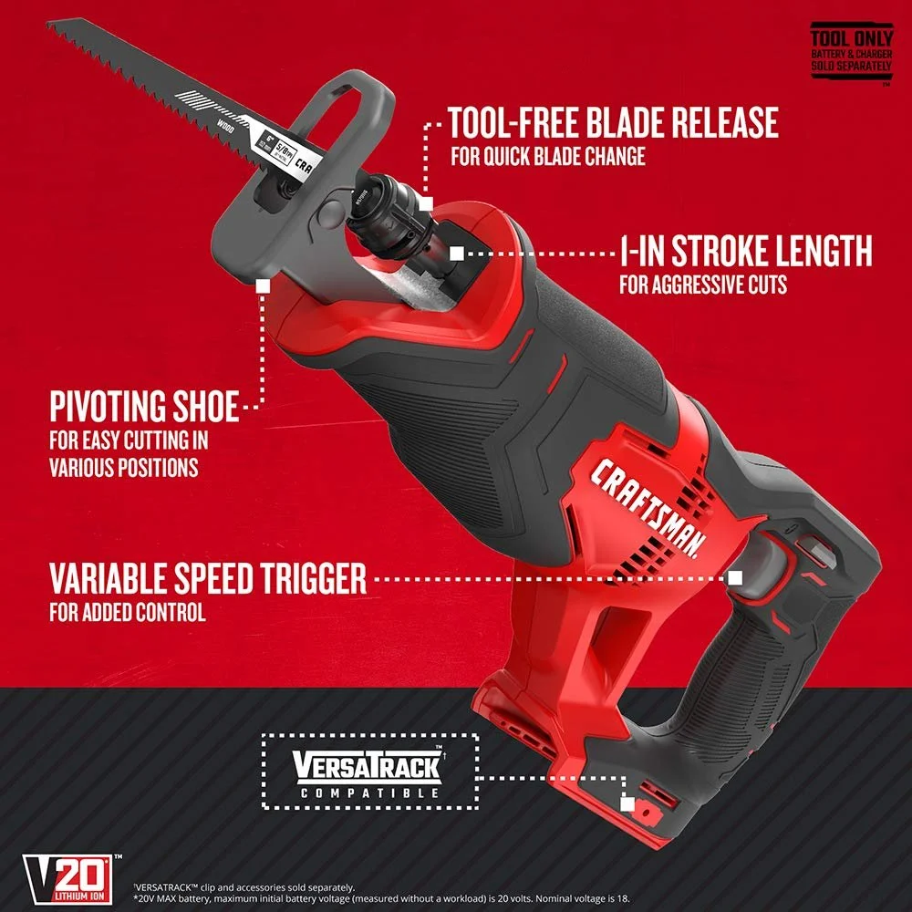 V20 Reciprocating Saw, Cordless, Tool Only CMCS300B - Image 5