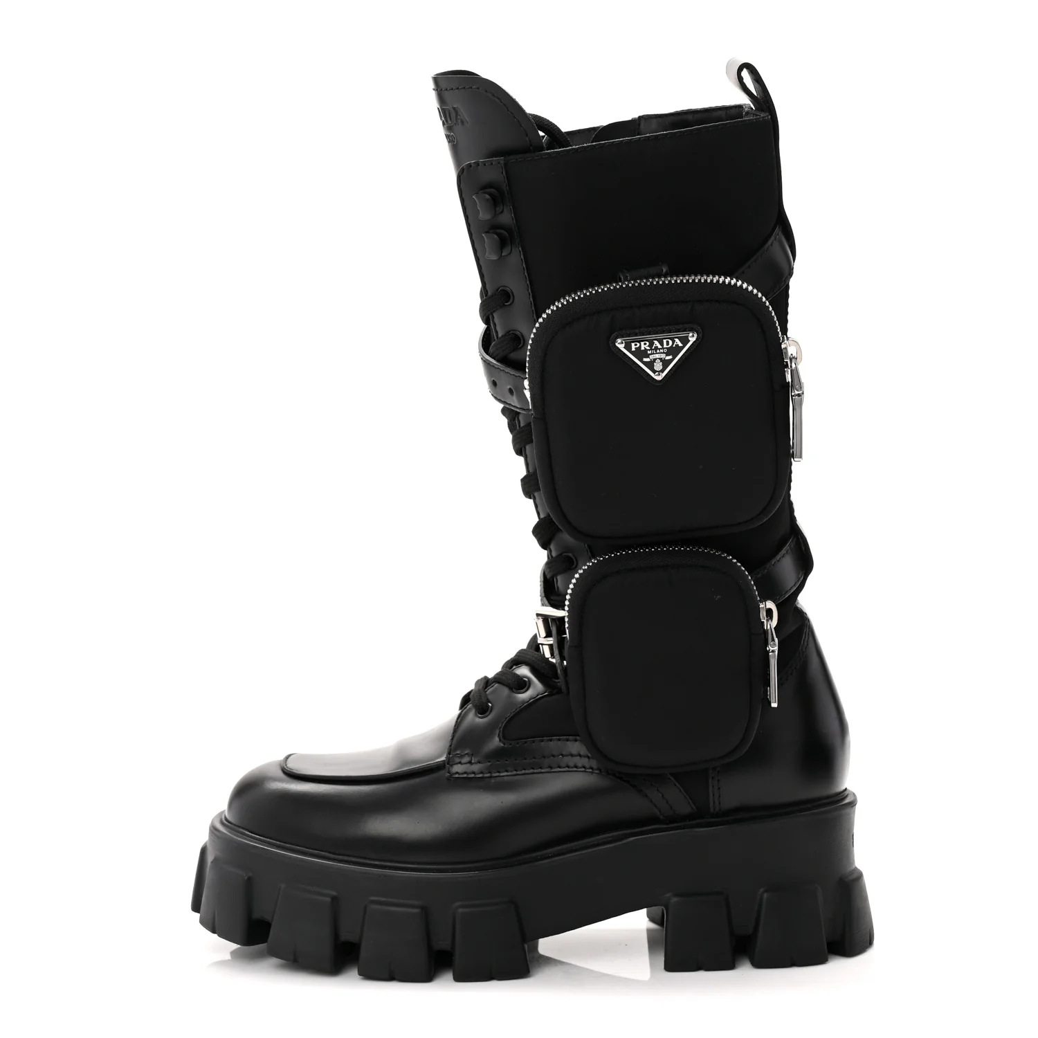 Spazzolato Rois Re-Nylon Metal Triangle Logo Monolith Pouch Pocket 55mm Tall Combat Boots 39 Black