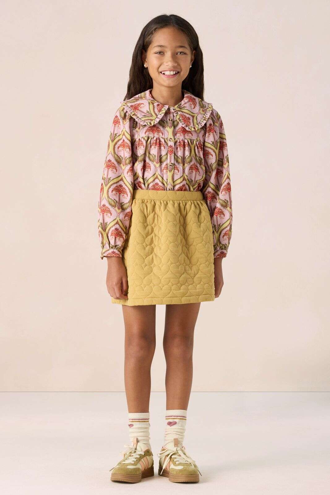 Roze blouse met palmboom print