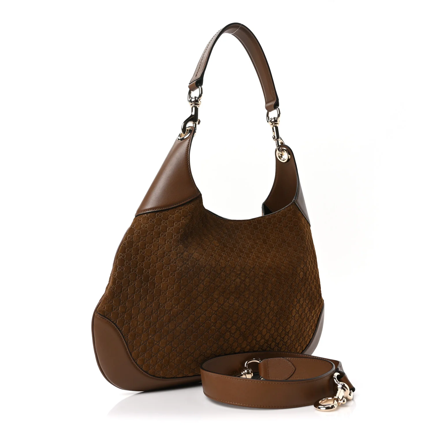GG Suede B Medium Shoulder Bag Brown