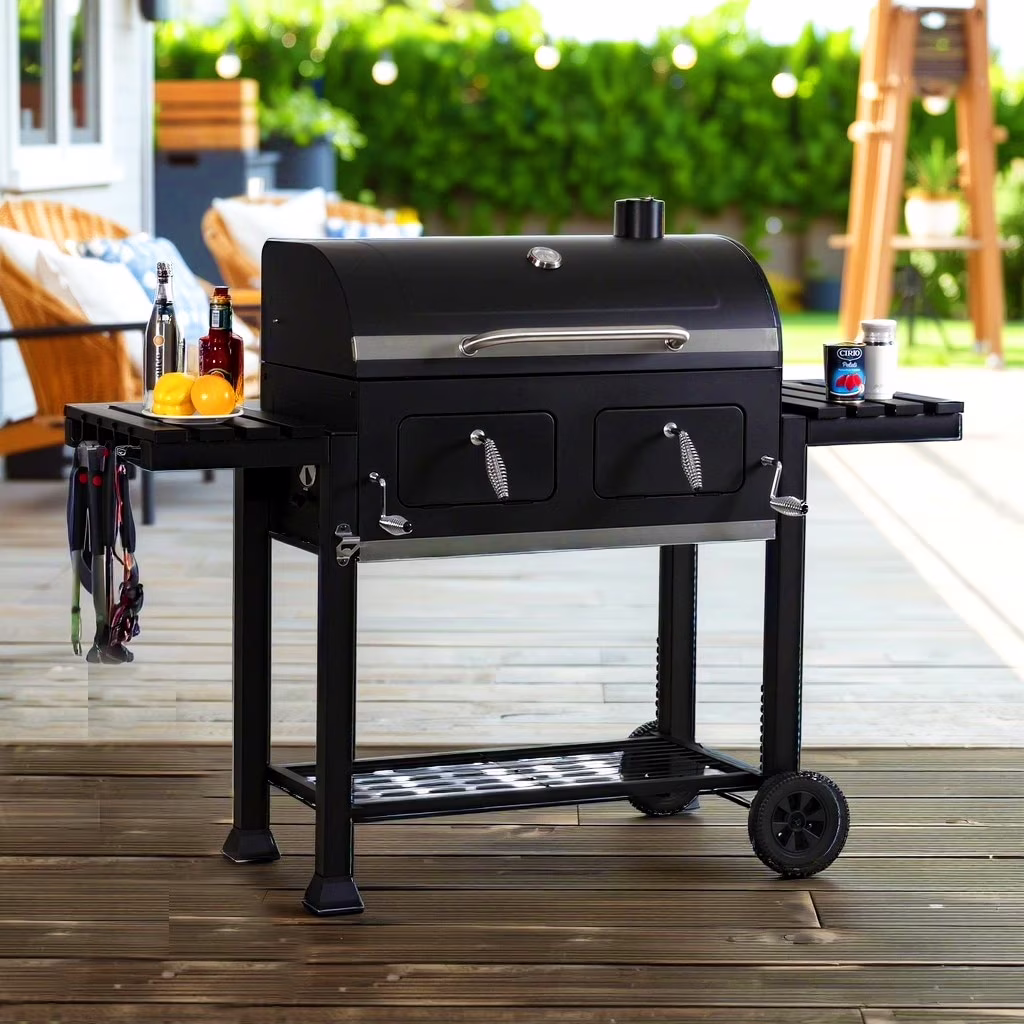Extra Large Charcoal BBQ Grill with 794 Sq. In. Cooking Area, Dual Lifting Charcoal Trays & Foldable Side Tables