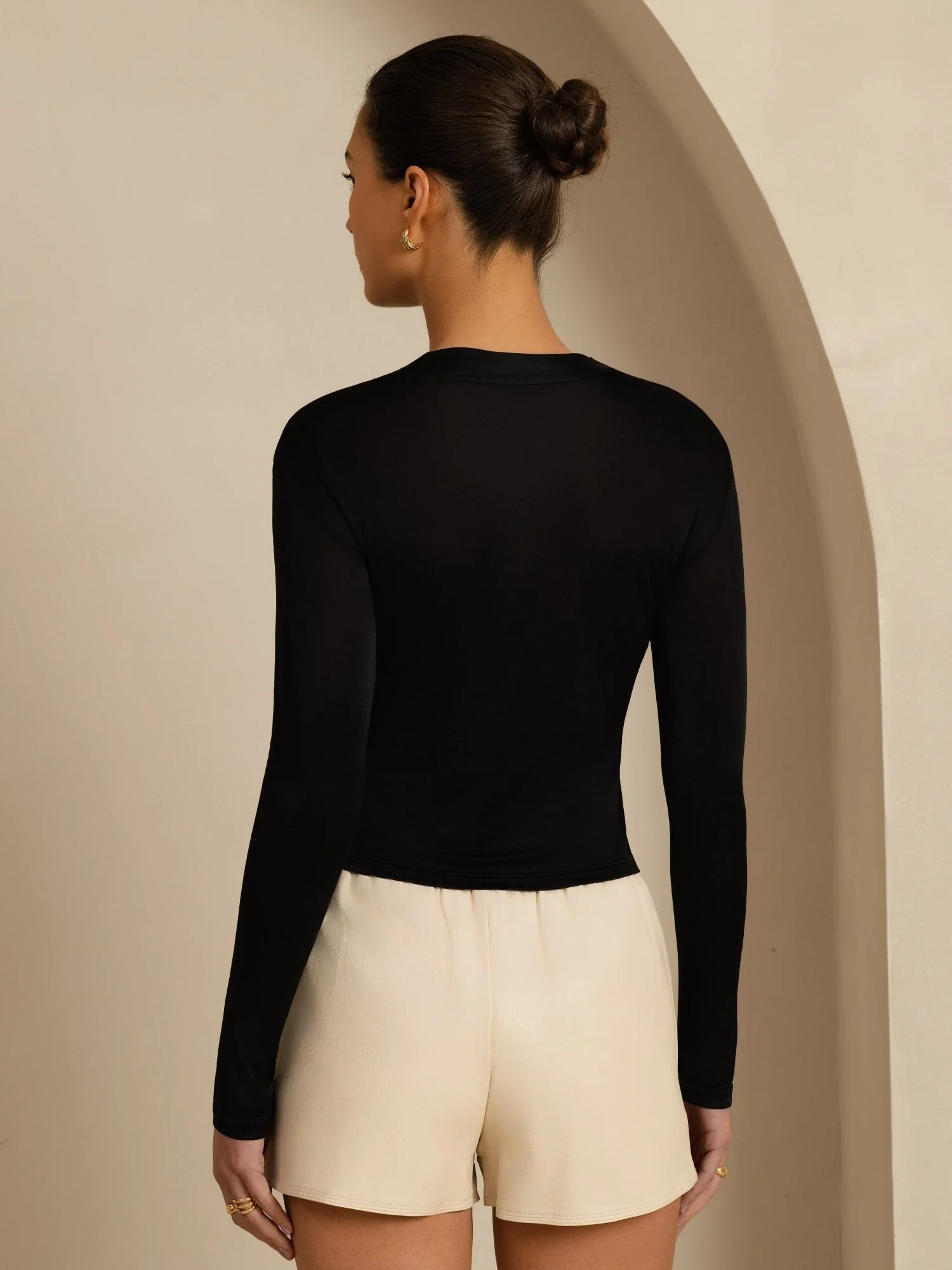 Pure Silk Women's Long Sleeve Mock Neck Top