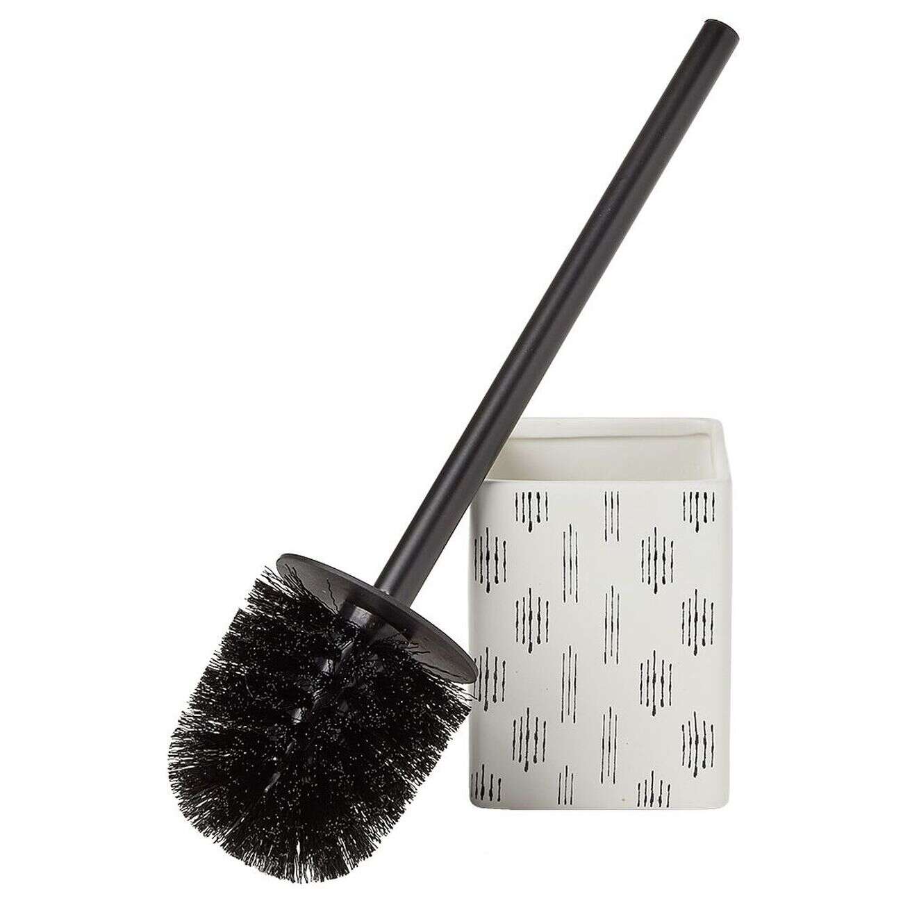 Brosse WC socle carré grès motif trait noir et blanc 9,2x9,2xH36cm