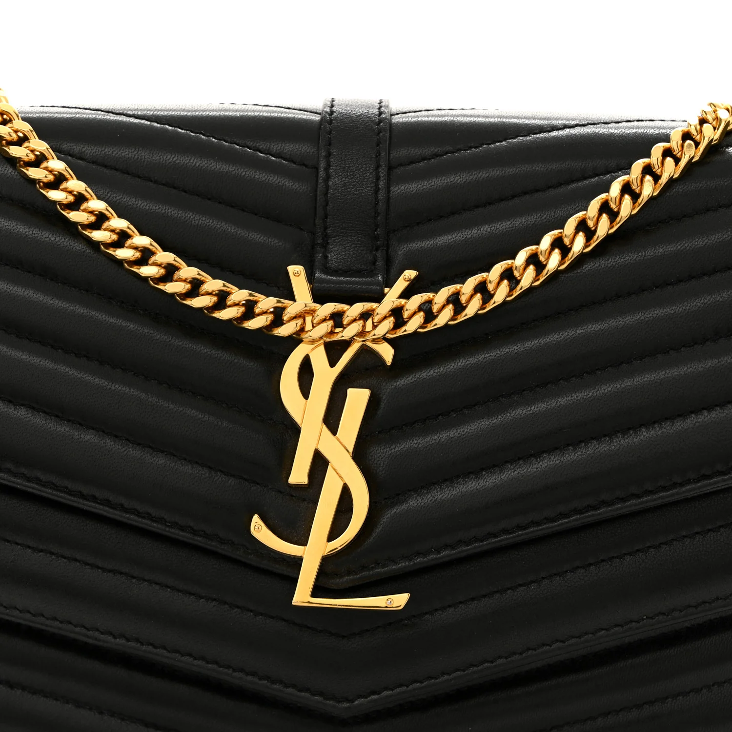 Lambskin Matelasse Chevron Monogram Sulpice Chain Wallet Black