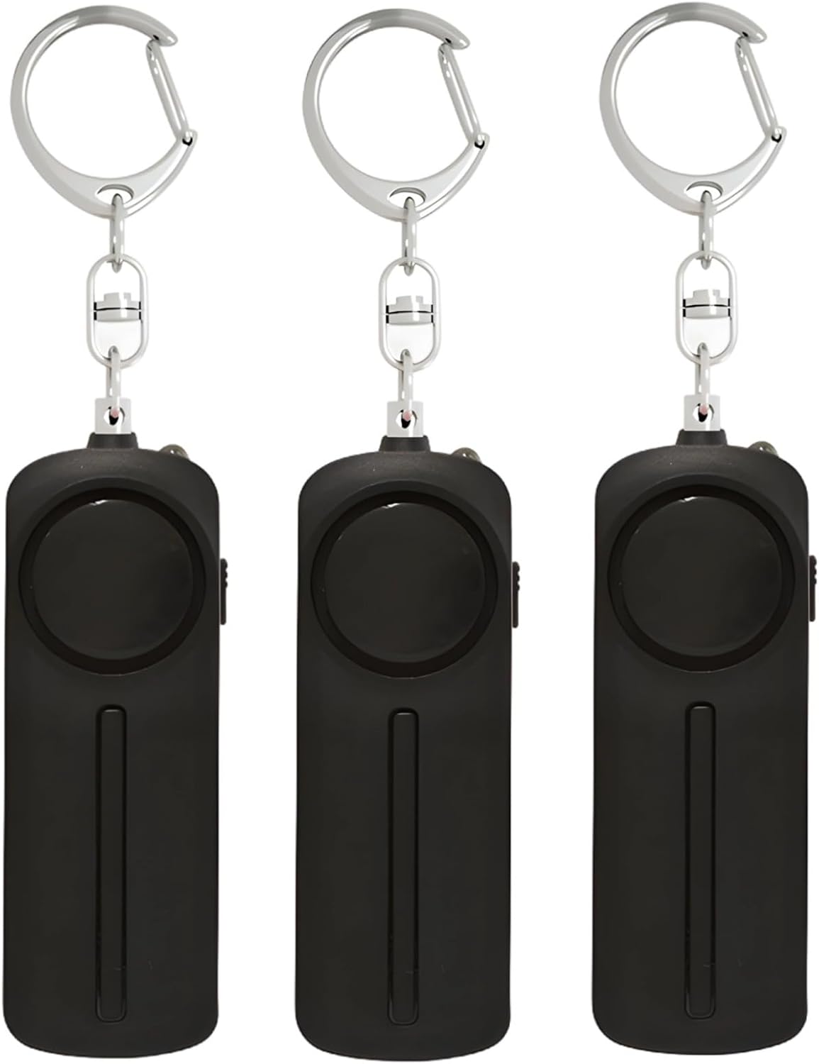 Personal Security Keychains Set Of 3, Compact Safety Devices With 130 Db Alert And Led Light, Built From Abs, Travel-Ready For Emergency Situations, Black