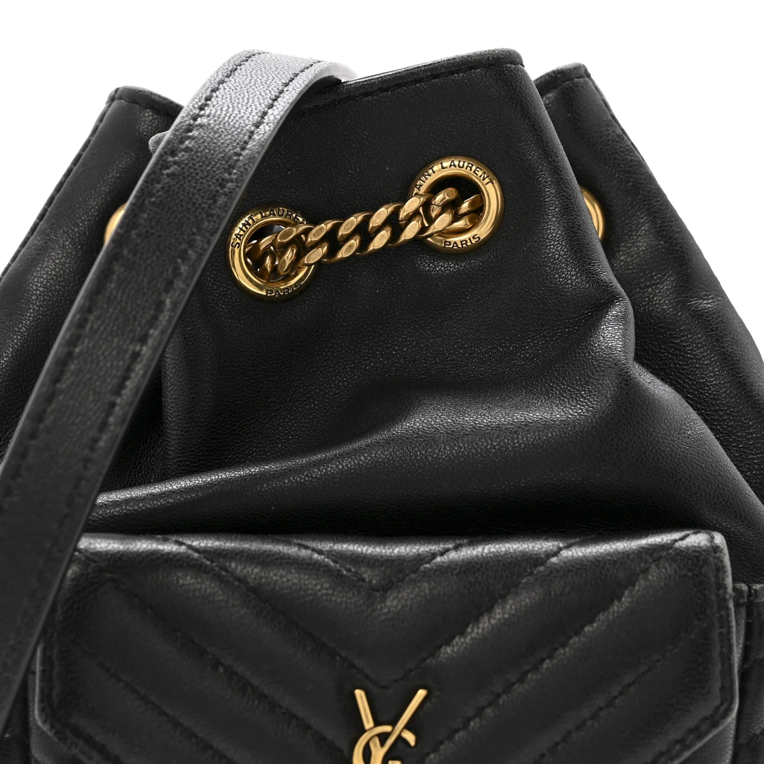 Lambskin Matelasse Monogram Joe Nano Bucket Bag Black
