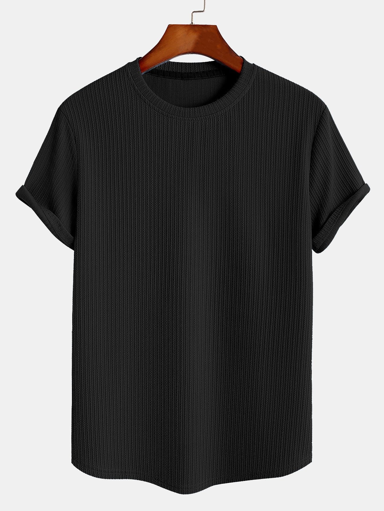 T-shirt côtelé à ourlet arrondi et coupe ajustée
