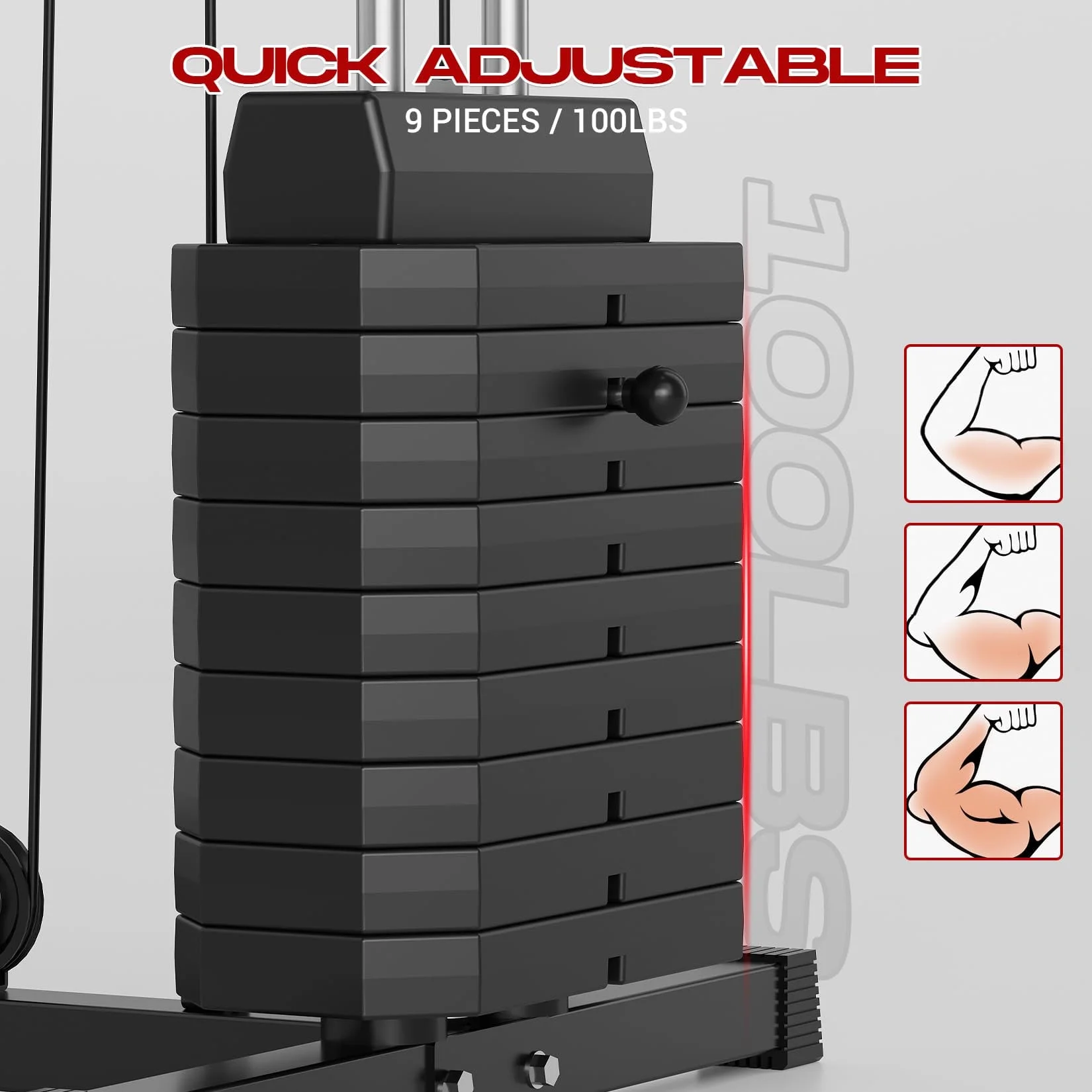 Gym Machine System, Multifunctional Weight Machine, Full Body Workout Station Exercise Equipment with 100LBS Weight Stack, All in One Home Gym with Pulley System for Strength Training - Image 2
