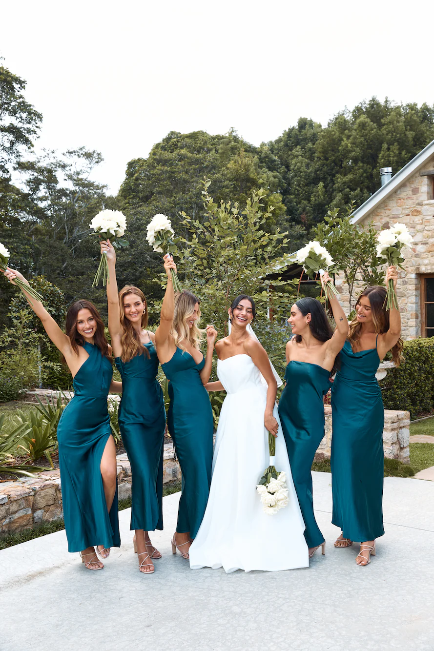 HELLO MOLLY The Madeline Cowl Satin Maxi Dress Teal