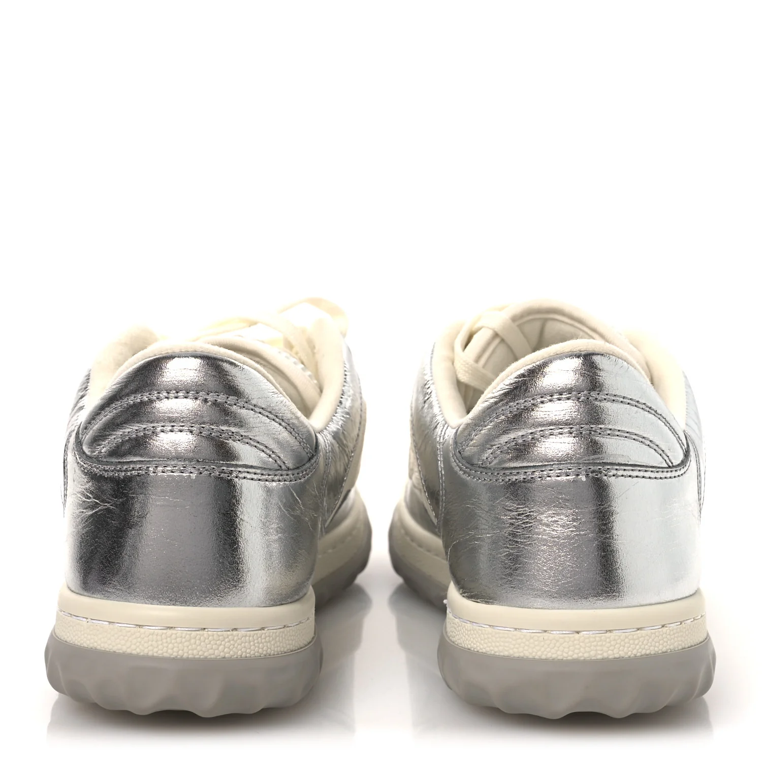 Ginza Calfskin MAC80 Womens Sneakers 38.5 Silver Off White